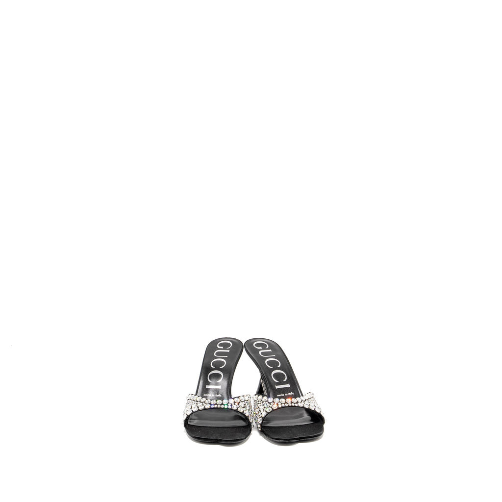 GUCCI CRYSTAL-EMBELLISHED STAIN SANDALS BLACK