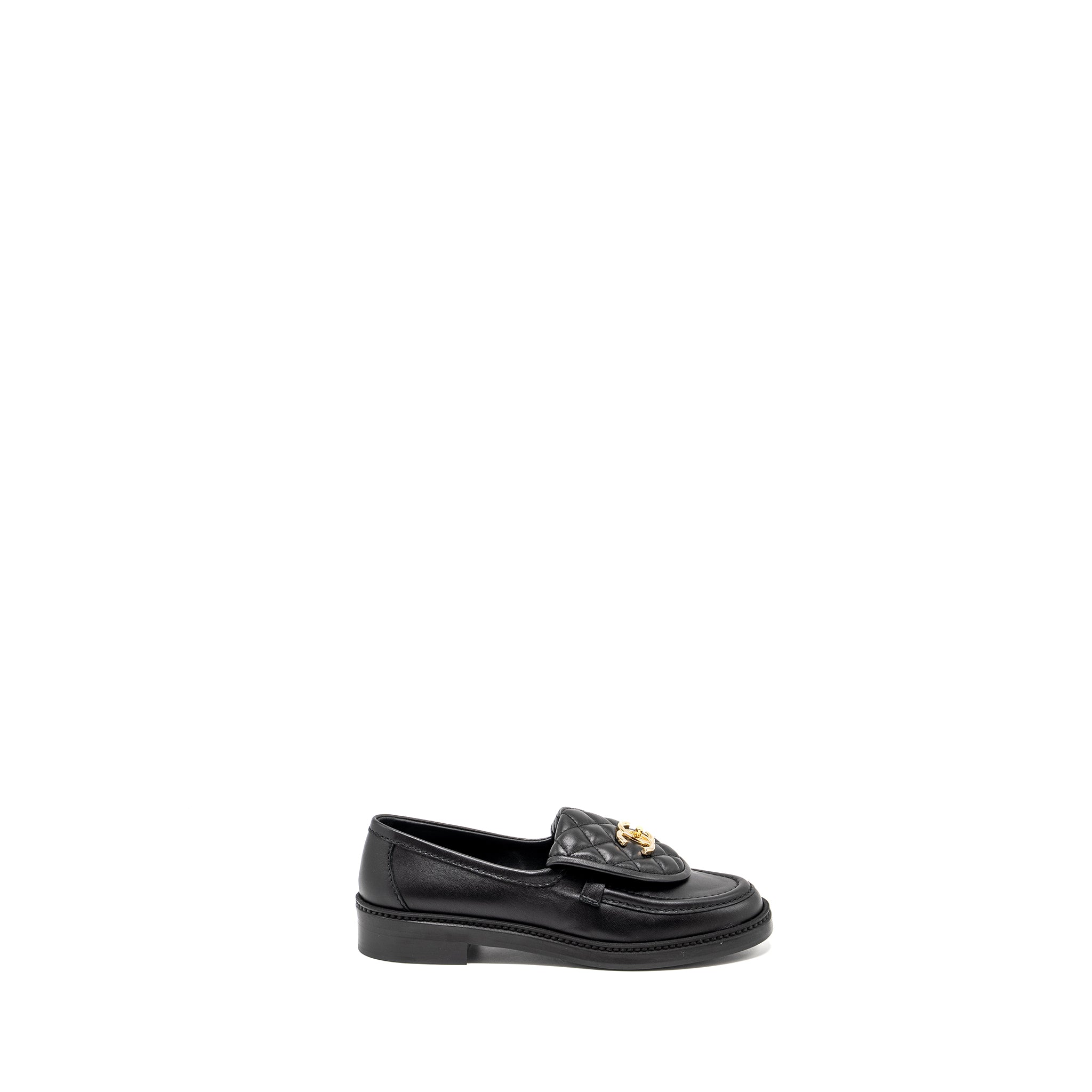 CHANEL CC TURNLOCK LOAFER QUILTED LEATHER BLACK LGHW