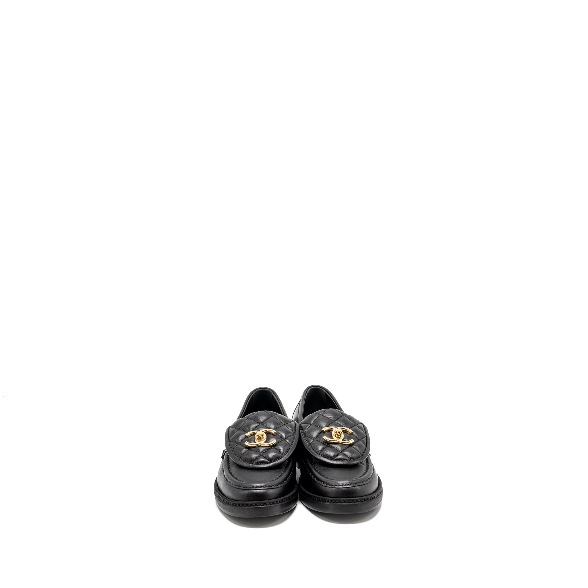 CHANEL CC TURNLOCK LOAFER QUILTED LEATHER BLACK LGHW