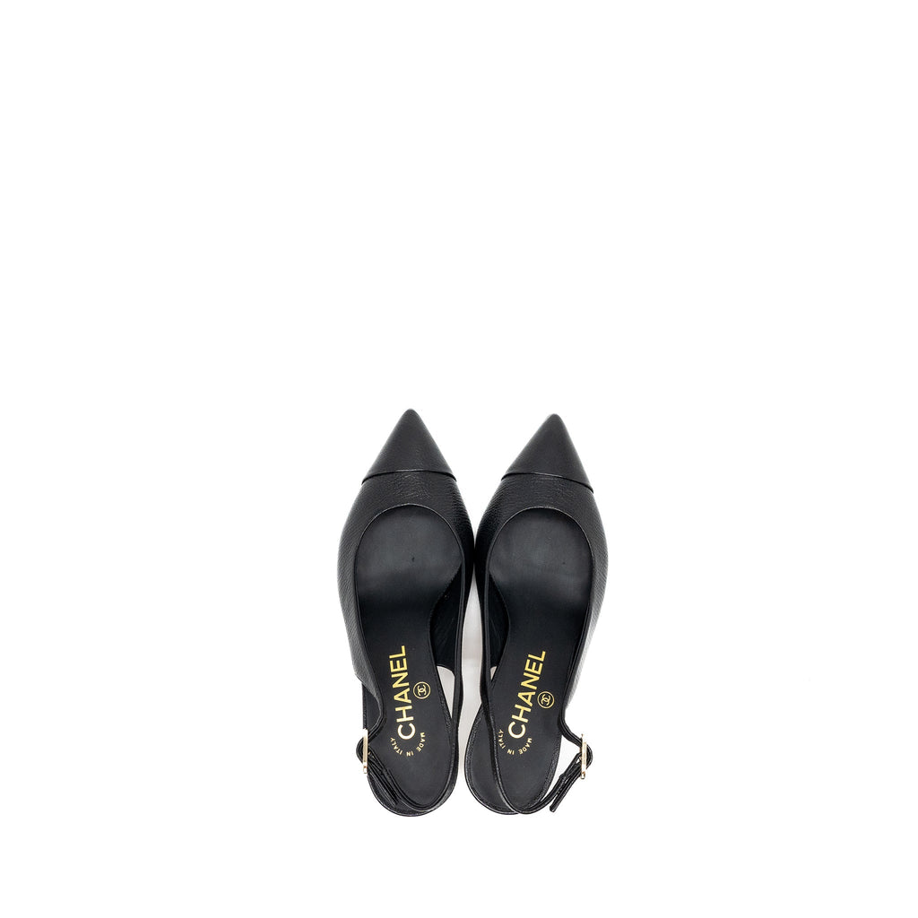 CHANEL PUMPS SLINGBACK LEATHER BLACK