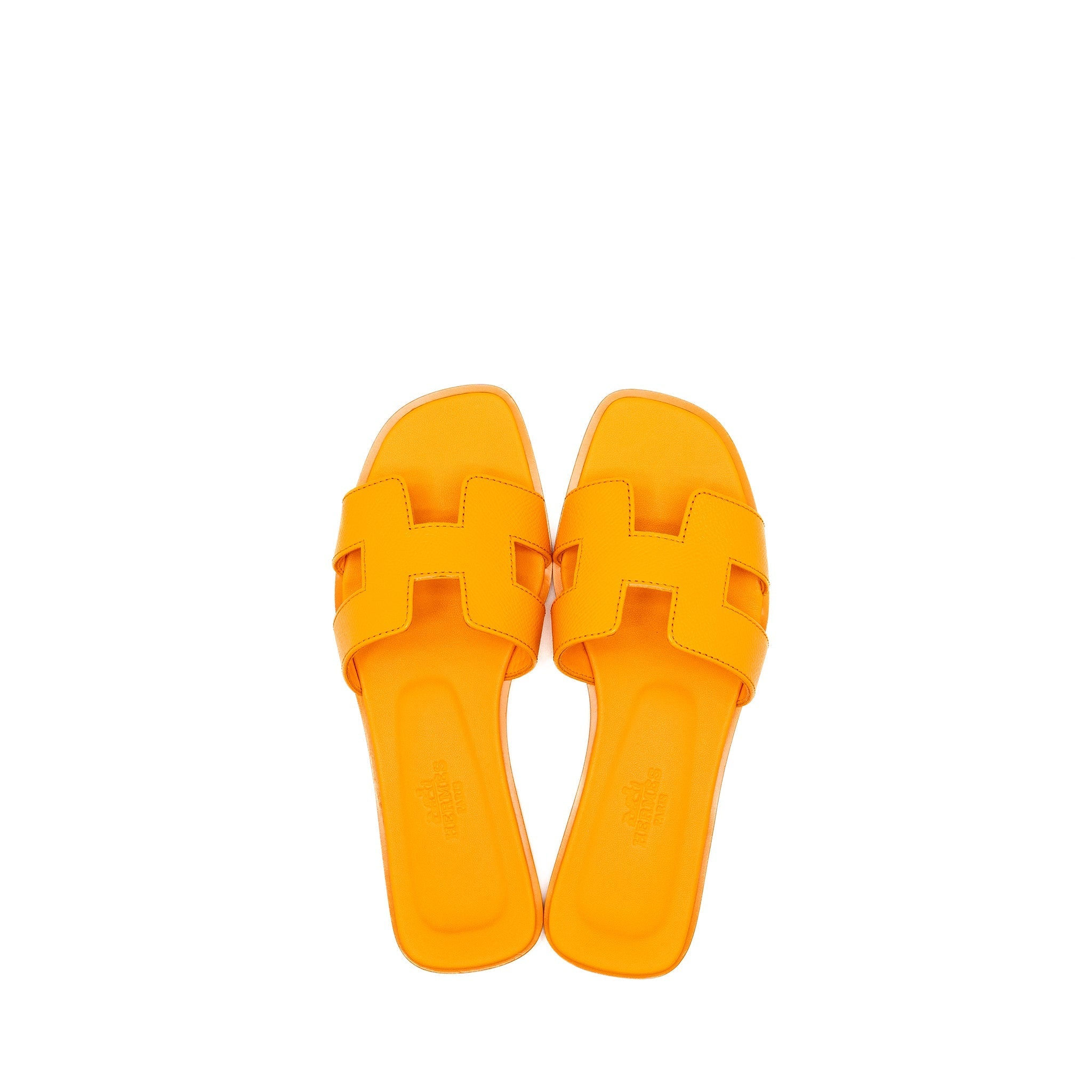 HERMES ORAN SANDALS EPSOM ORANGE