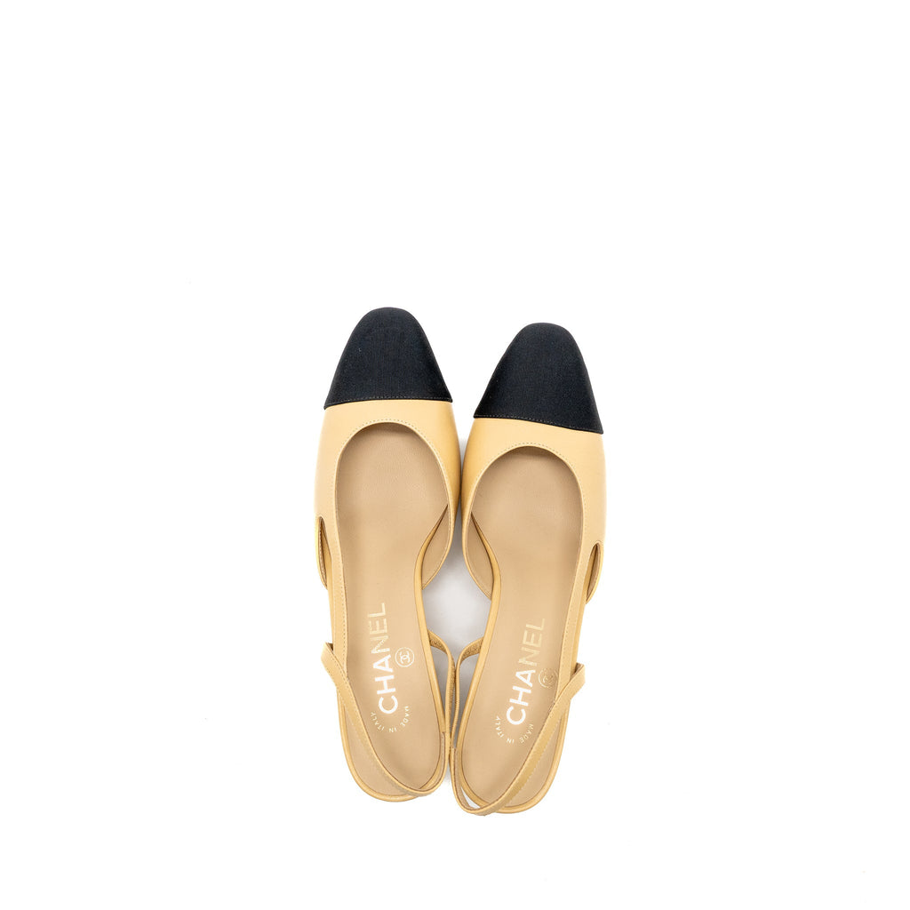 CHANEL SLING BACK BEIGE/BLACK