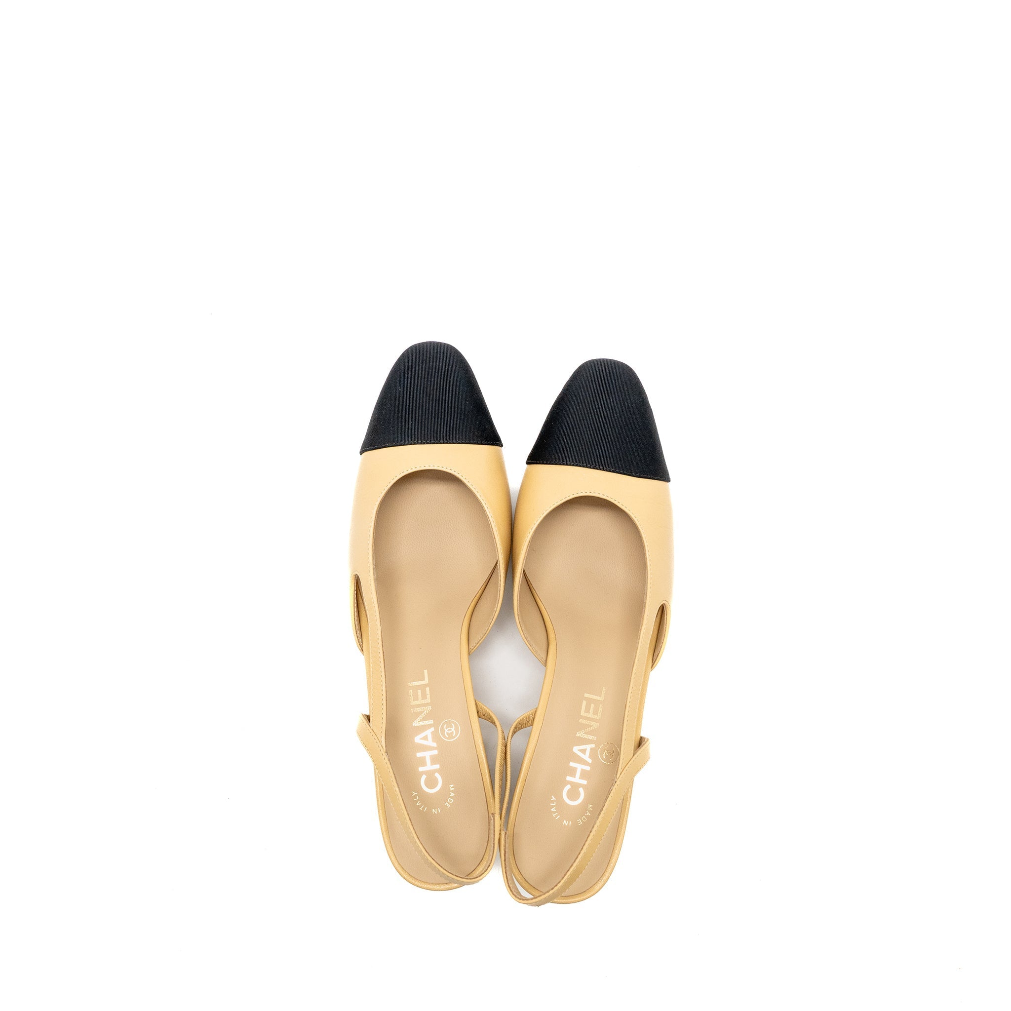 CHANEL SLING BACK BEIGE/BLACK