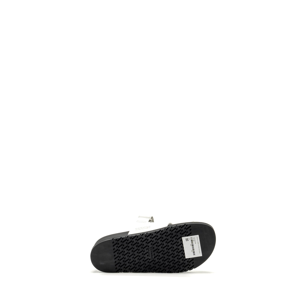 HERMES CHYPRE SANDAL CALFSKIN WHITE / BLACK