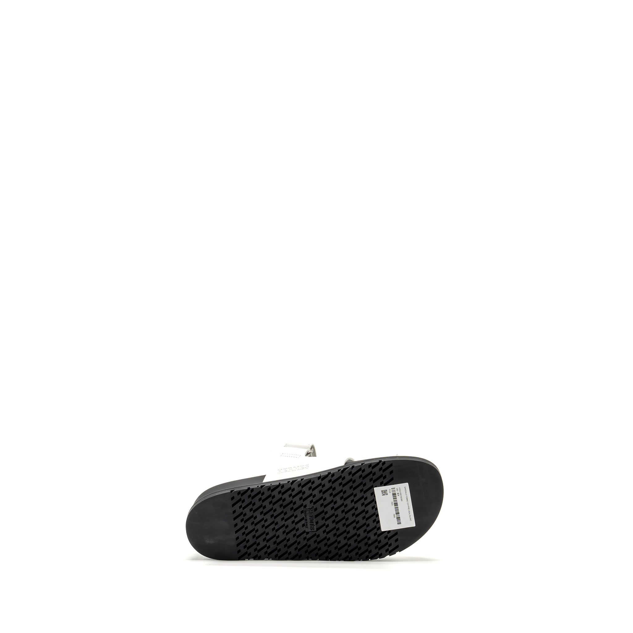 HERMES CHYPRE SANDAL CALFSKIN WHITE / BLACK