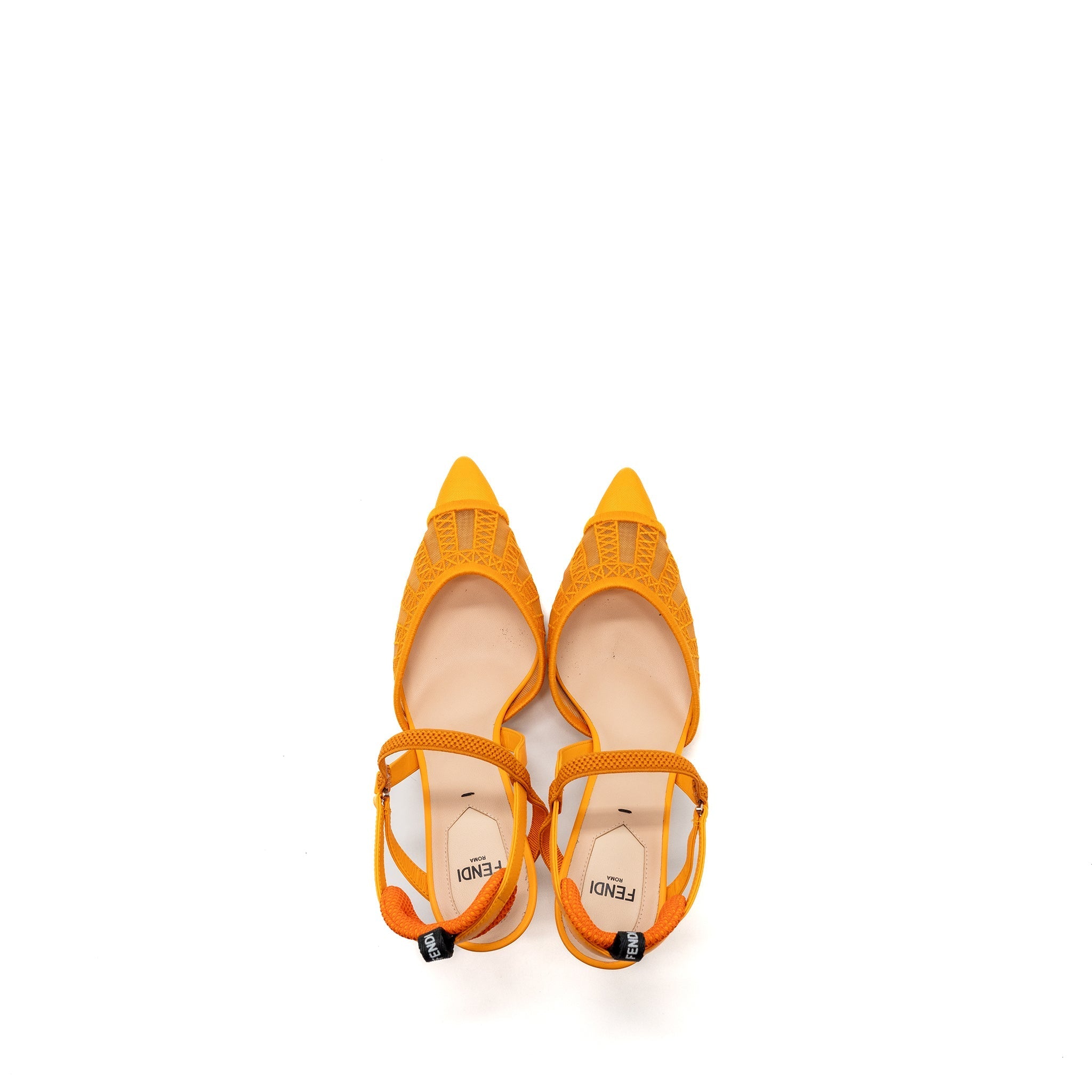 FENDI SLINGBACK WITH HEEL EMBROIDERY/LEATHER ORANGE