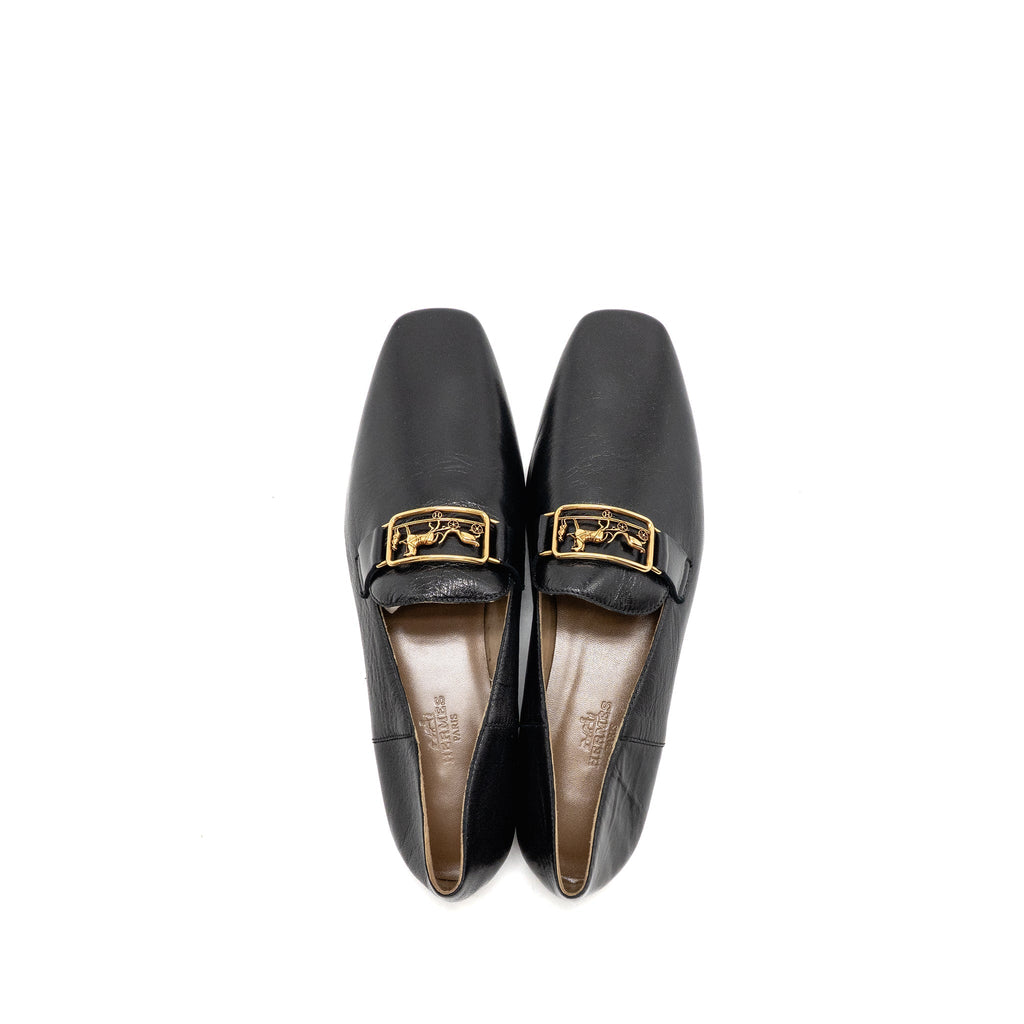 HERMES TIME LOAFER LEATHER BLACK GHW