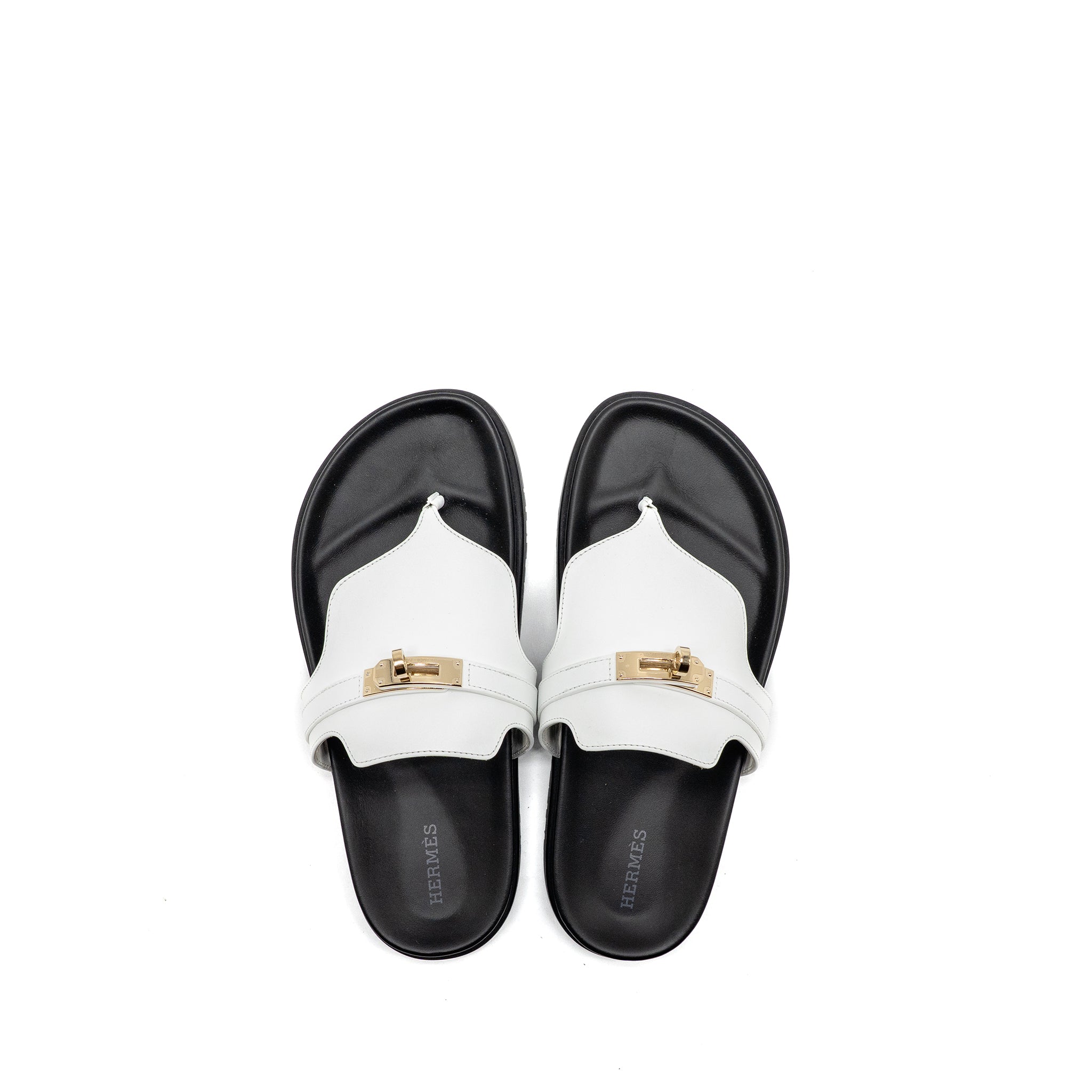 HERMES EMPIRE SANDALS CALFSKIN WHITE LGHW