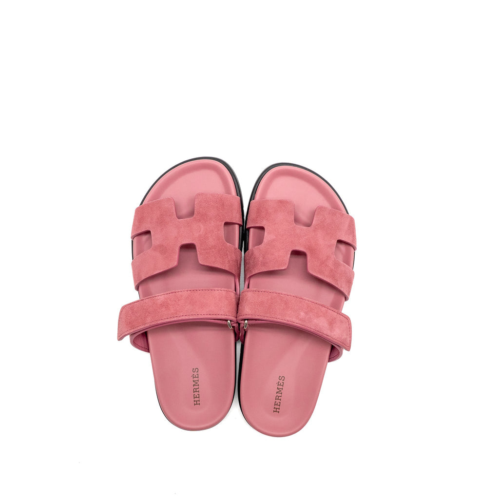 HERMES CHYPRE SANDALS CHEVRE VELOURS ROSE APHRODITE