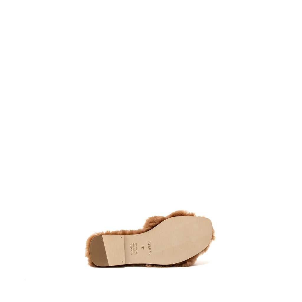 HERMES ORAN SANDALS PEAU LAINEE MER NATUREL