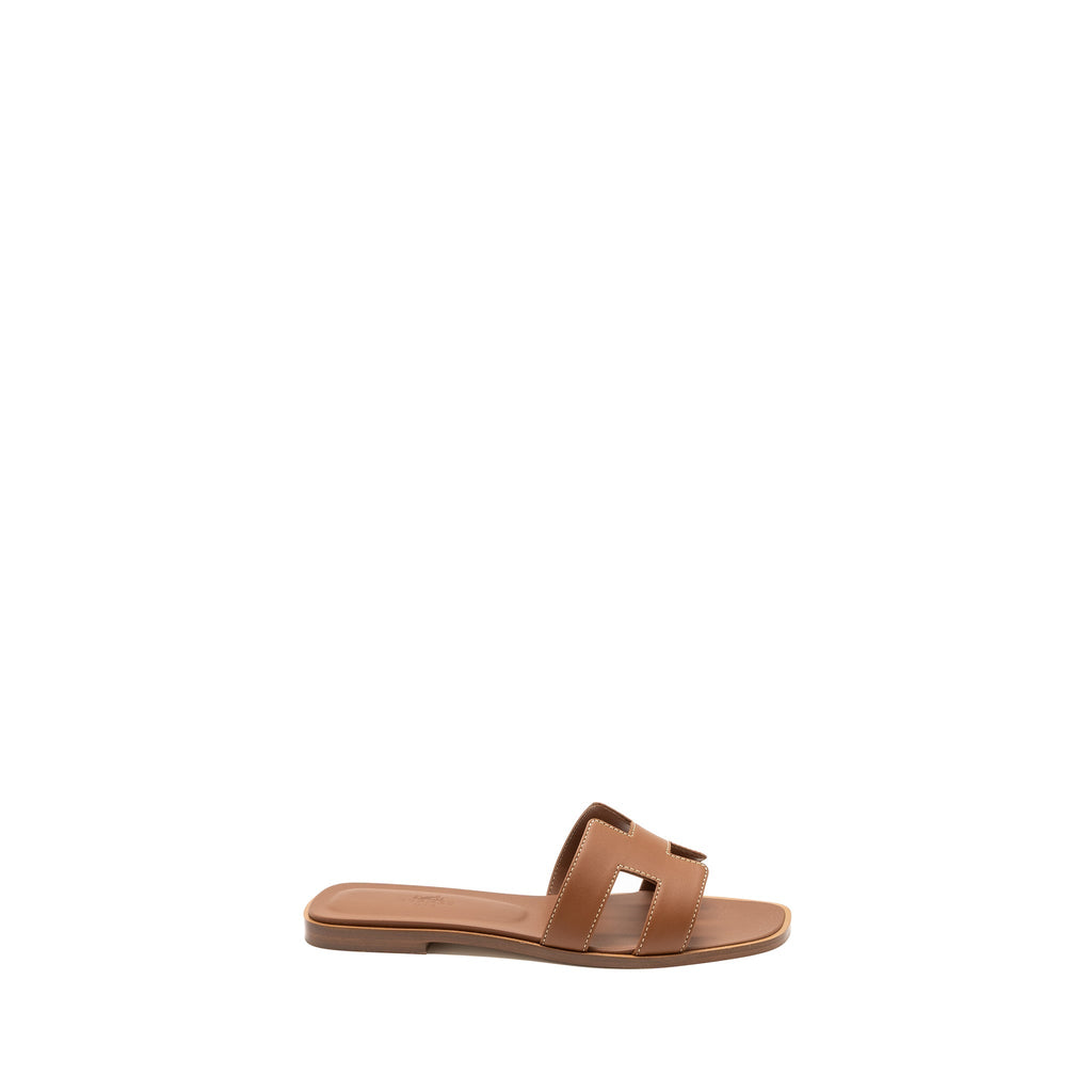 HERMES ORAN SANDALS CALFSKIN GOLD