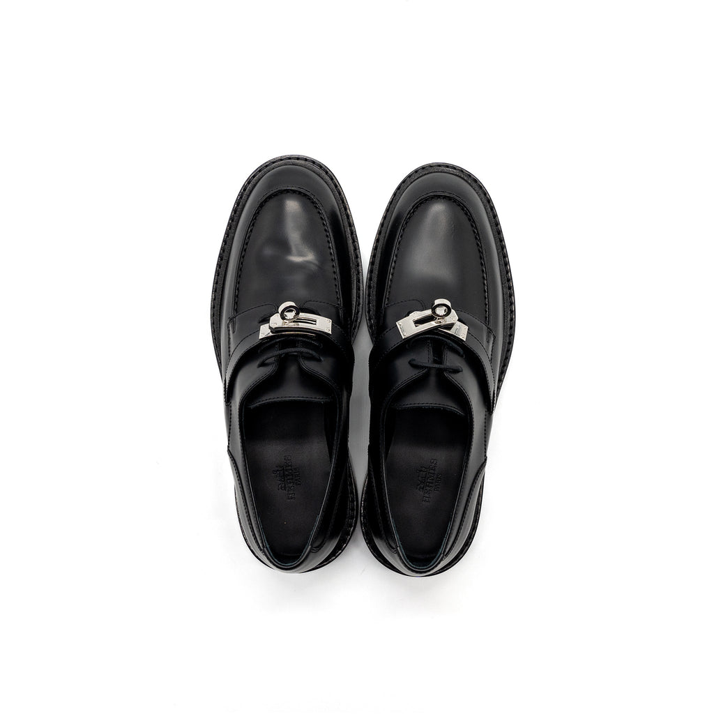 HERMES FIRST DERBY OXFORD LOAFER CALFSKIN BLACK SHW