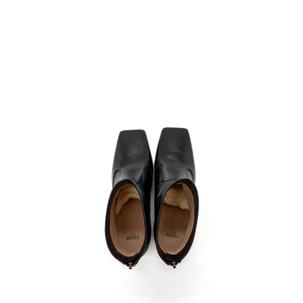 FENDI FF PRINT BOOTS WITH HEEL LEATHER BLACK SHW