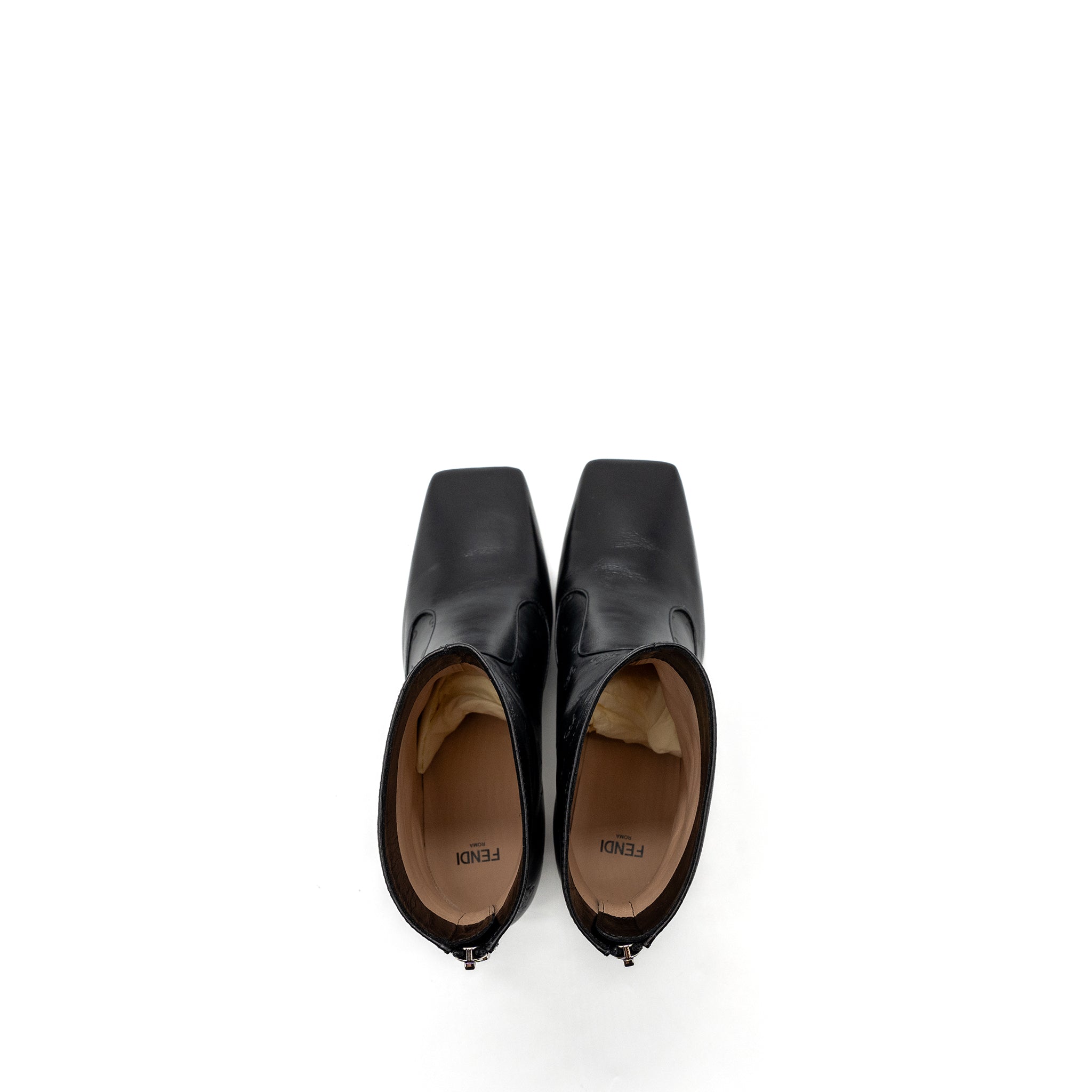 FENDI FF PRINT BOOTS WITH HEEL LEATHER BLACK SHW