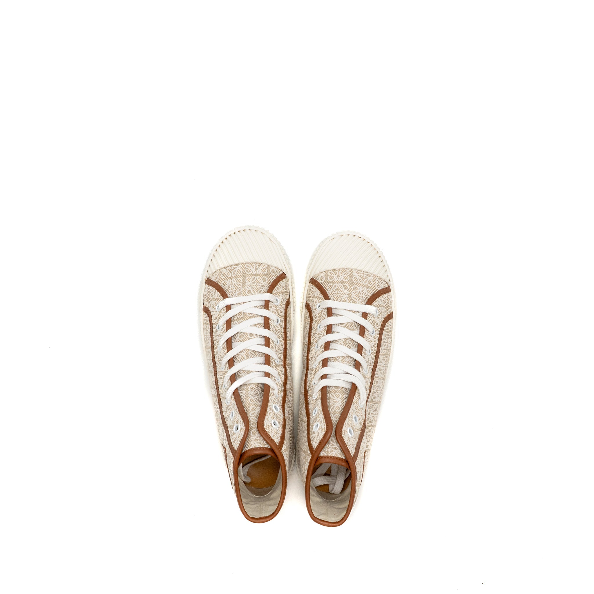 LOEWE ANAGRAM JACQUARD HIGH TOP SNEAKER NATURAL/WHITE