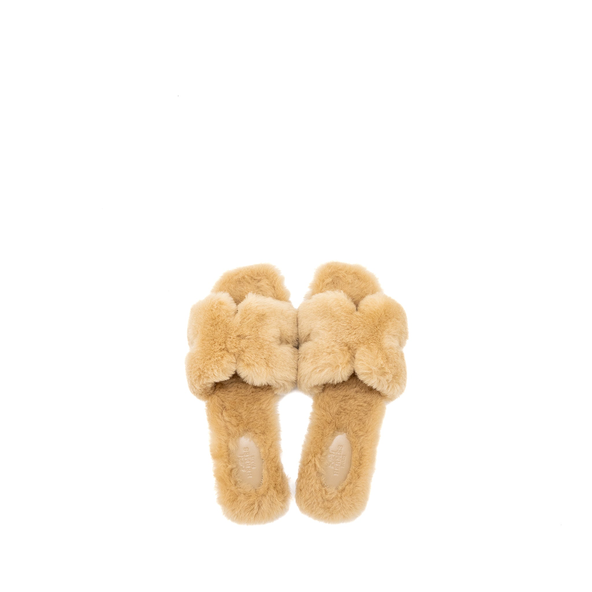 HERMES ORAN SANDAL SHEARING BEIGE ARGILE