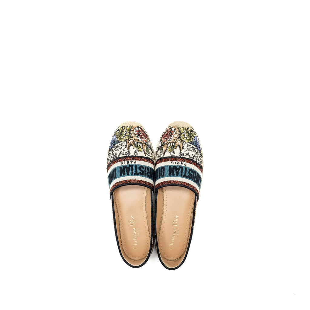DIOR FLORA AND ANIMAL EMBROIDERED GRANVILLE ESPADRILLE FABRIC MULTICOLOUR