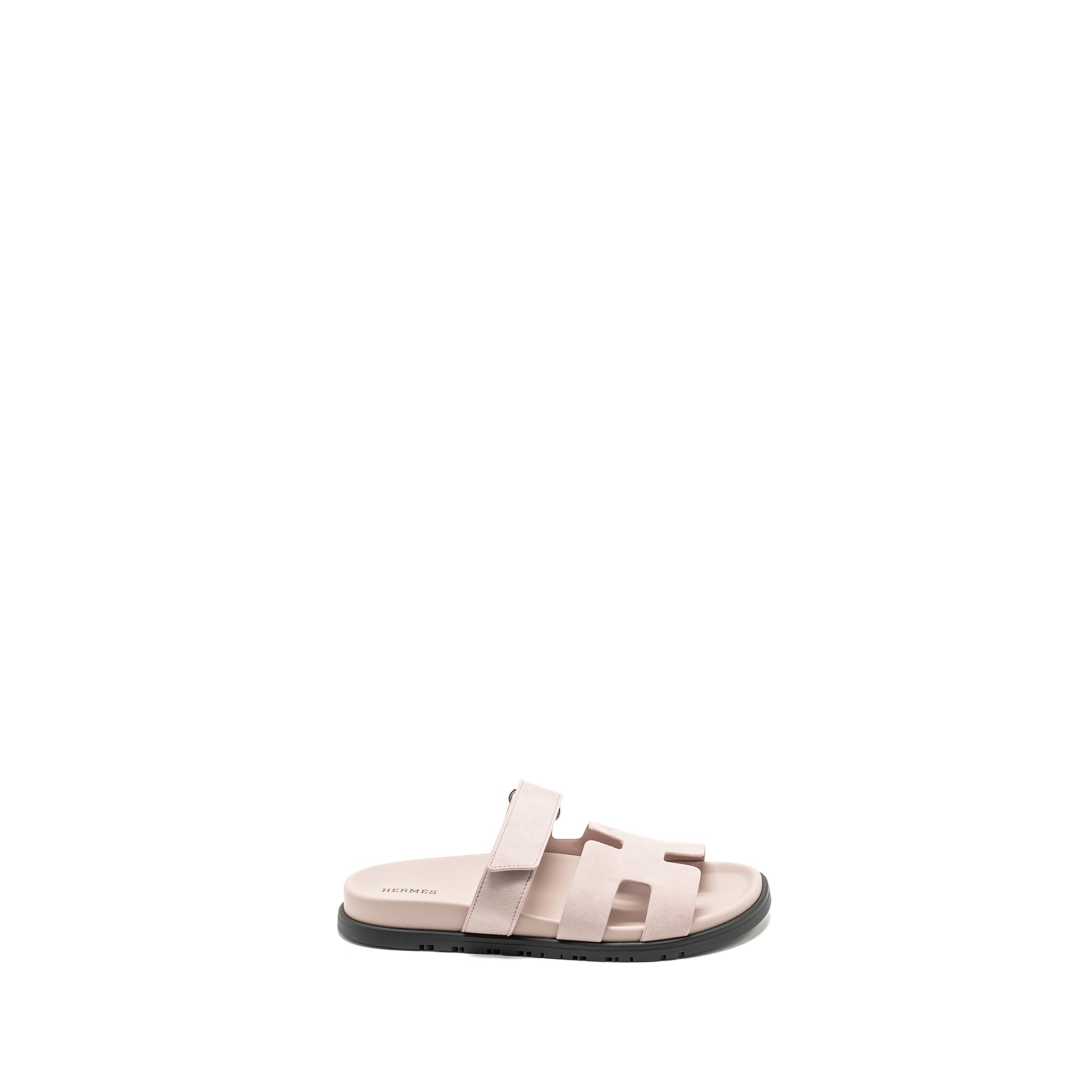 HERMES CHYPRE SANDALS CHEVRE GOATSKIN/SUEDE ROSE PORCELAINE