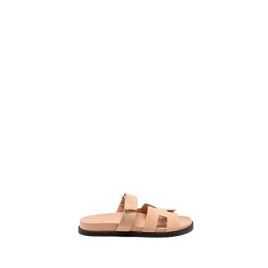 HERMES FEMME CHYPRE SANDALS CHEVRE GOATSKIN/SUEDE NUDE