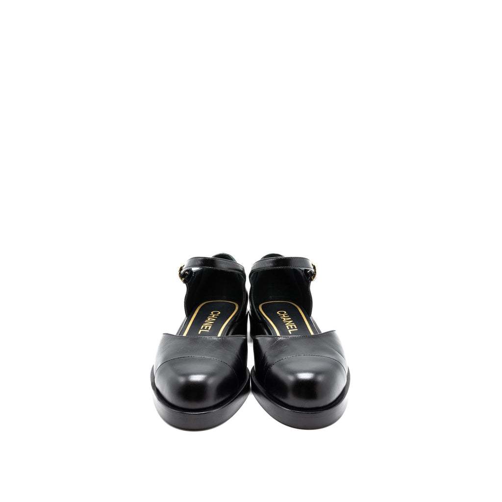 CHANEL MARY JANES SHOES SHINY GOATSKIN BLACK LGHW