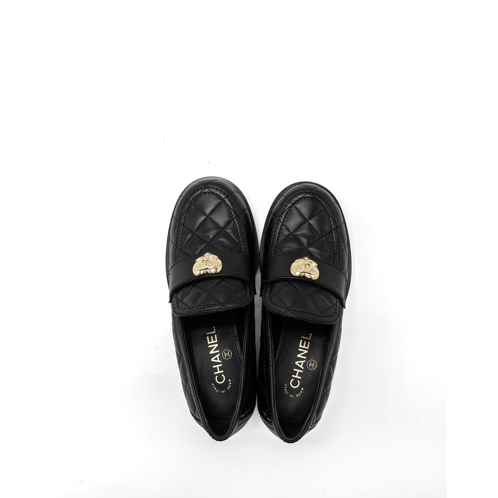 CHANEL HEART ROCK LOAFERS LEATHER BLACK LGHW
