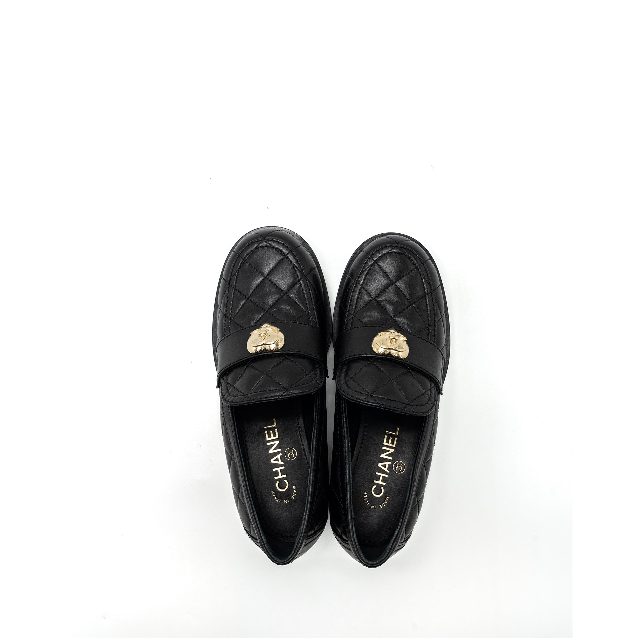 CHANEL HEART ROCK LOAFERS LEATHER BLACK LGHW