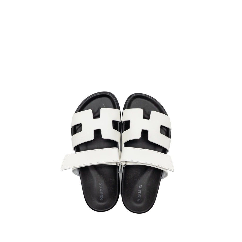 HERMES CHYPRE SANDALS CALFSKIN WHITE SHW