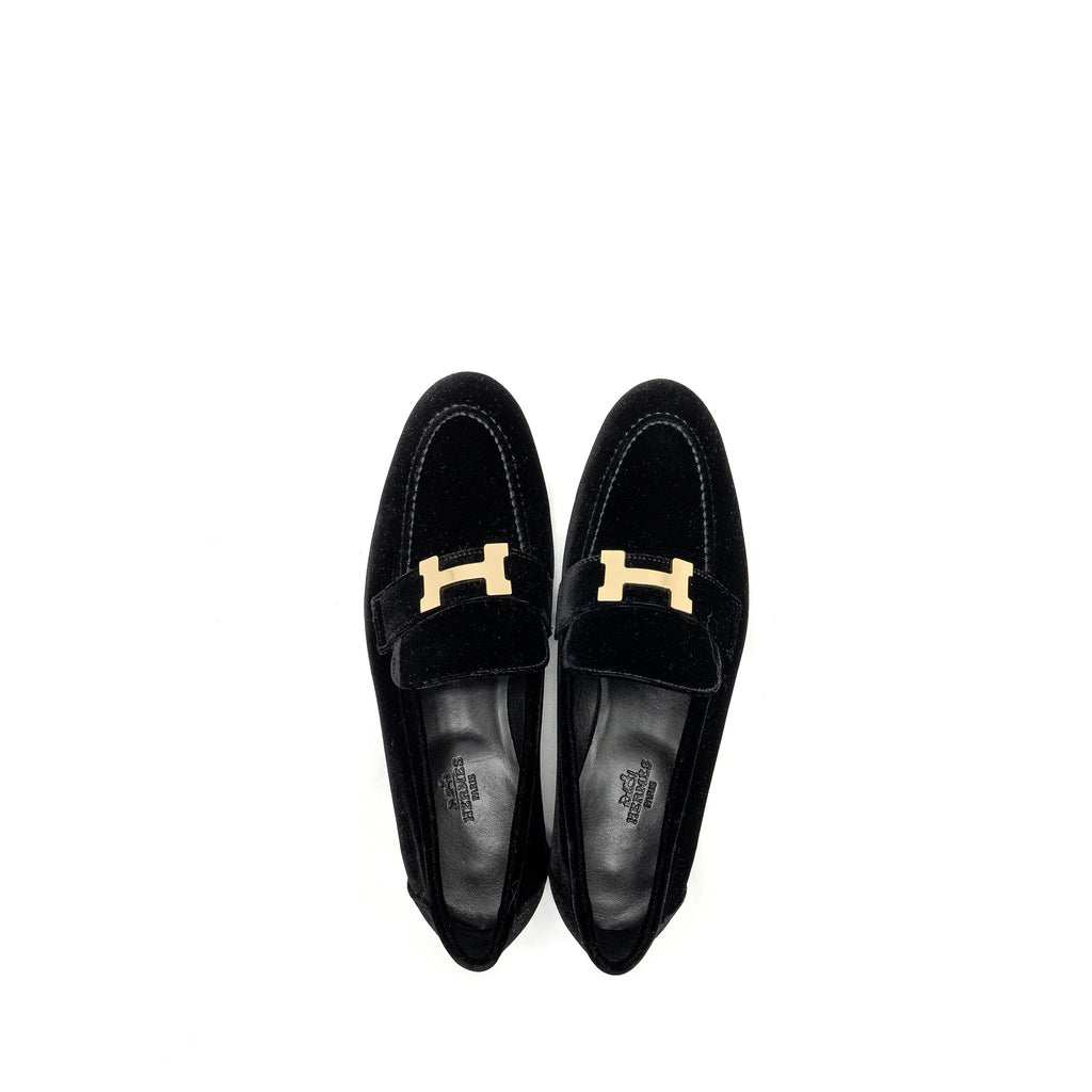 HERMES PARIS LOAFER VELVET BLACK GHW