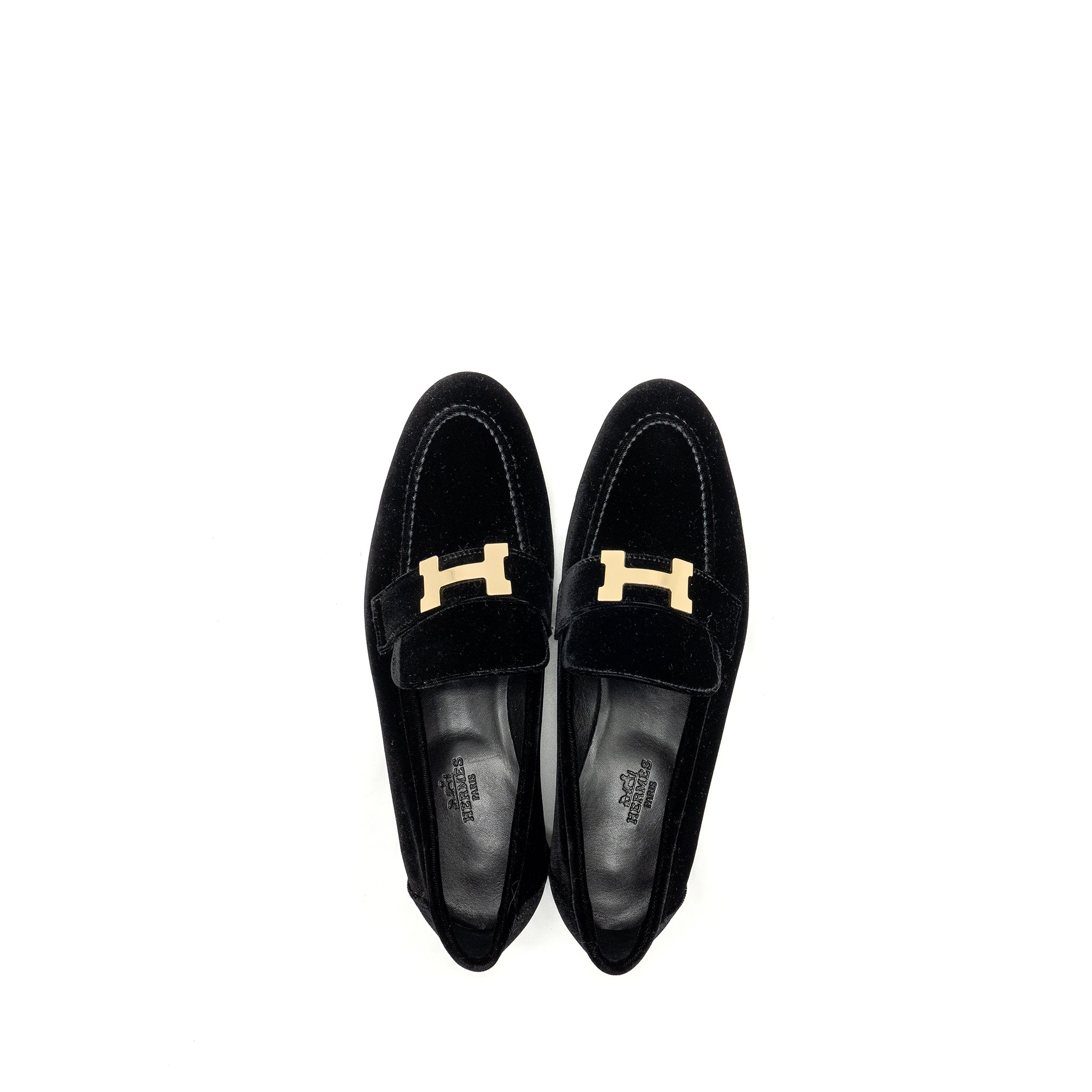 HERMES PARIS LOAFER VELVET BLACK GHW