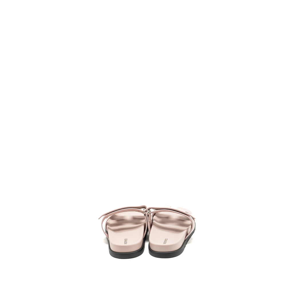 HERMES CHYPRE SANDALS CHEVRE GOATSKIN/SUEDE ROSE PORCELAINE
