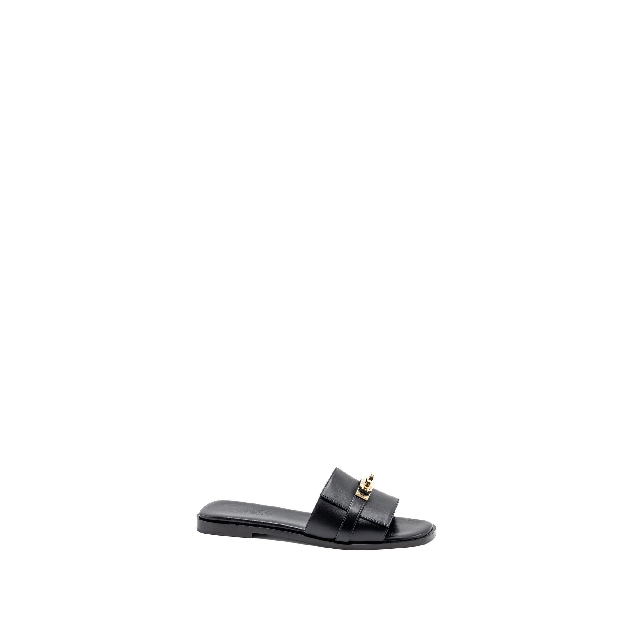 HERMES GIULIA SANDALS BLACK GHW