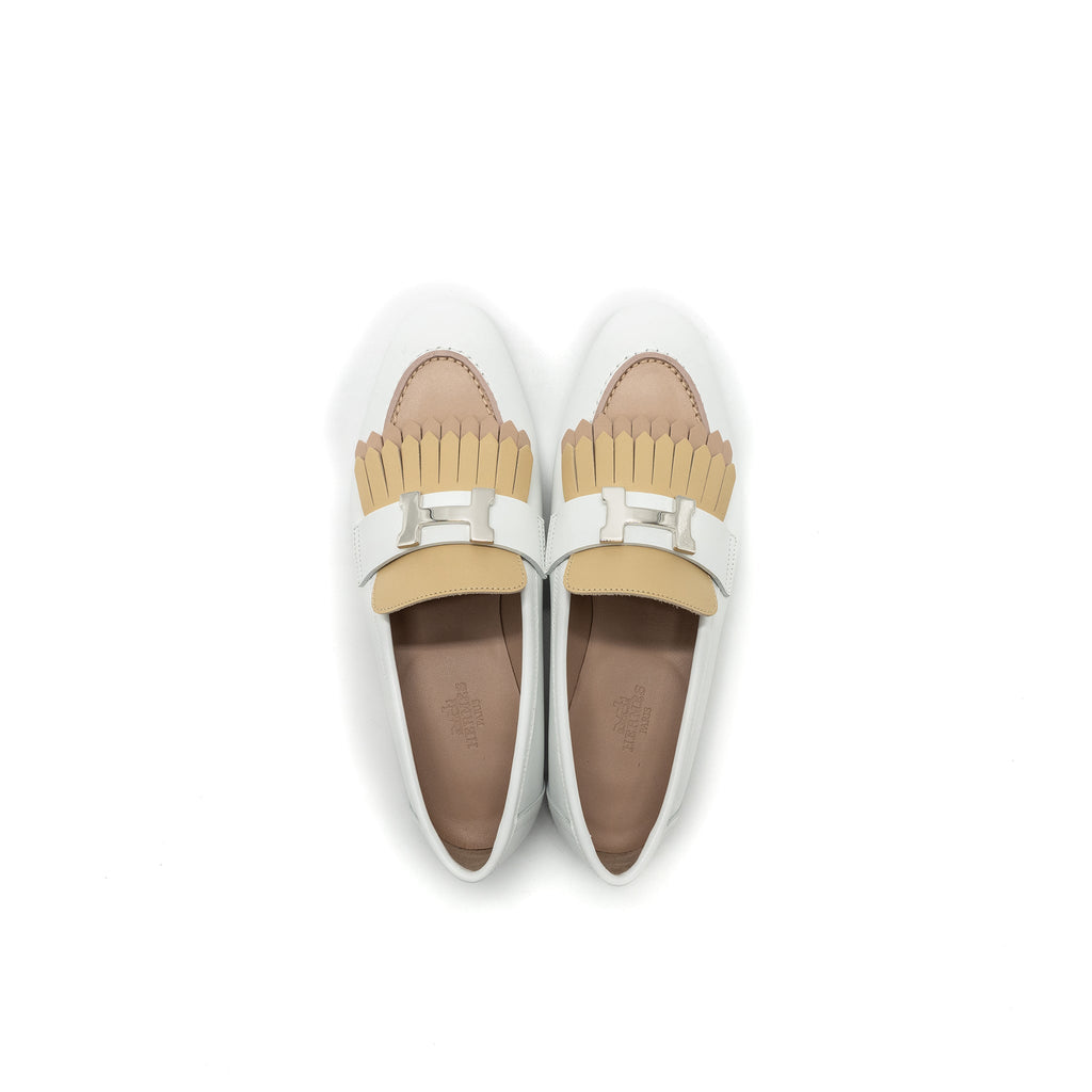 HERMES MOCASSINS ROYAL CALFSKIN WHITE/MULTICOLOUR SHW