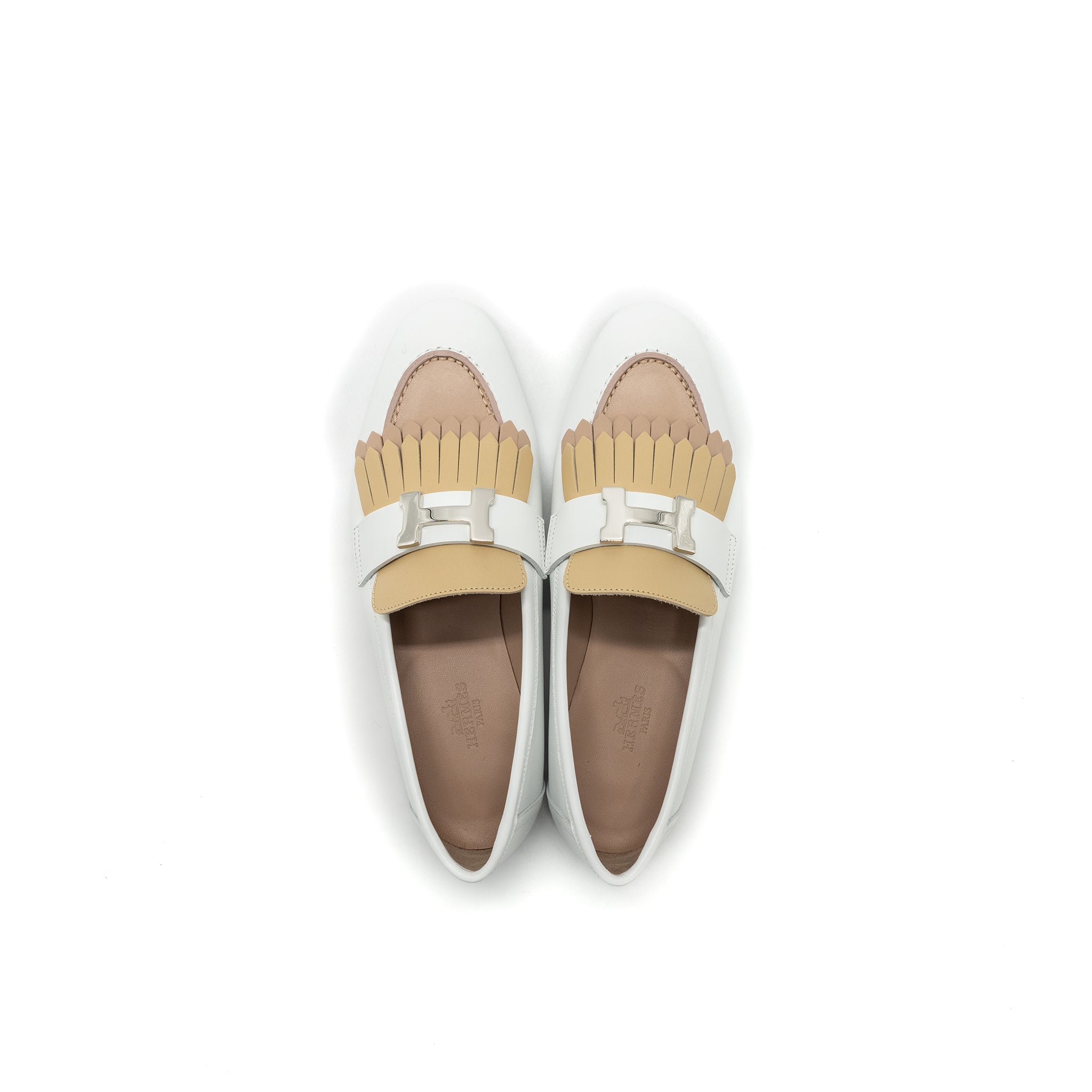 HERMES MOCASSINS ROYAL CALFSKIN WHITE/MULTICOLOUR SHW