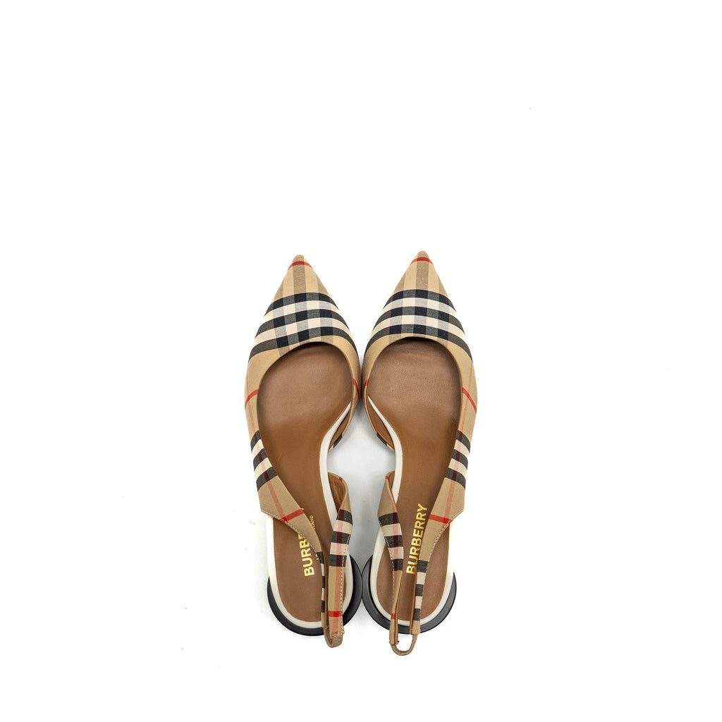 BURBERRY SLINGBACK PUMPS BROWN / MULTICOLOUR