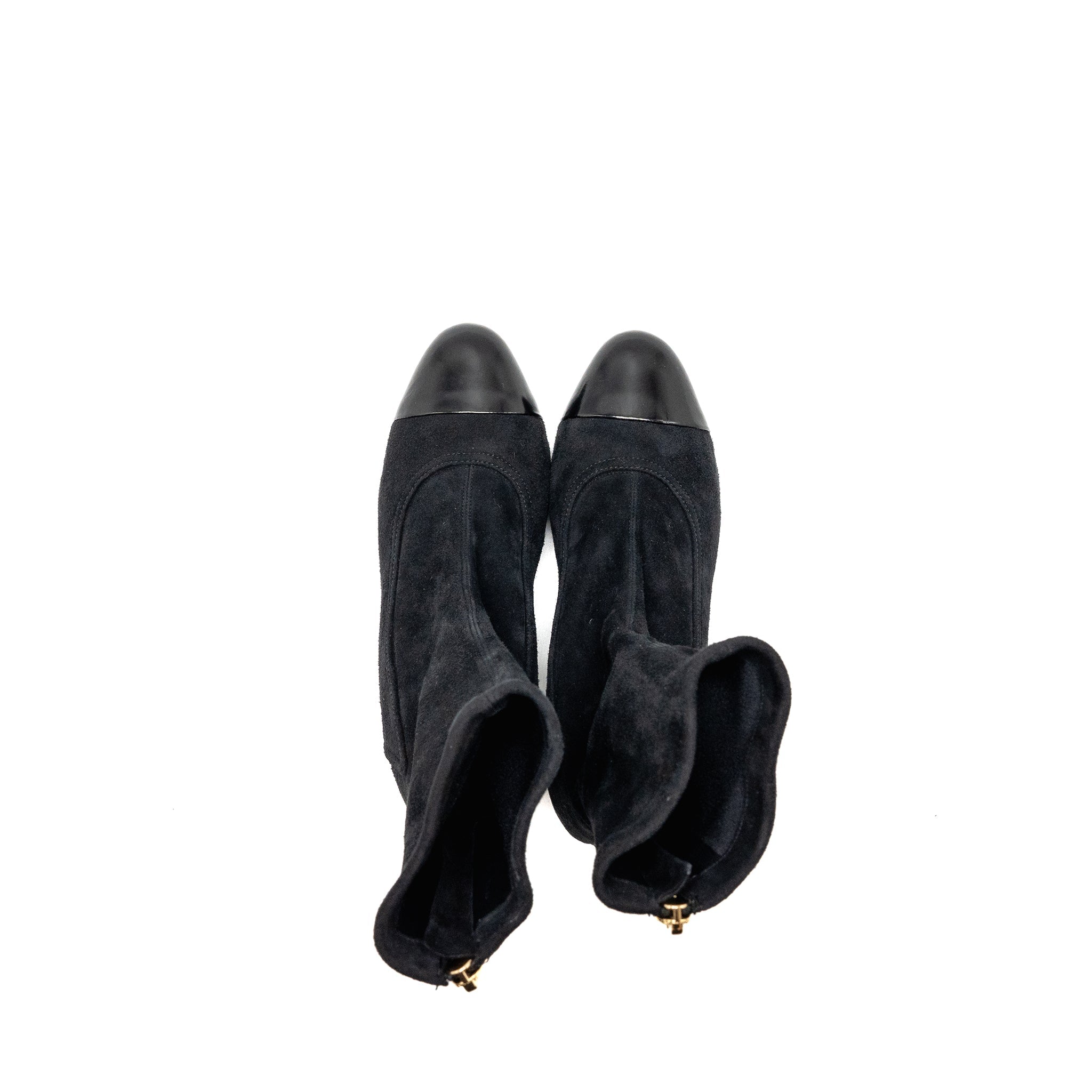 CHANEL COCO SHORT BOOTS SUEDE/CALFSKIN BLACK GHW