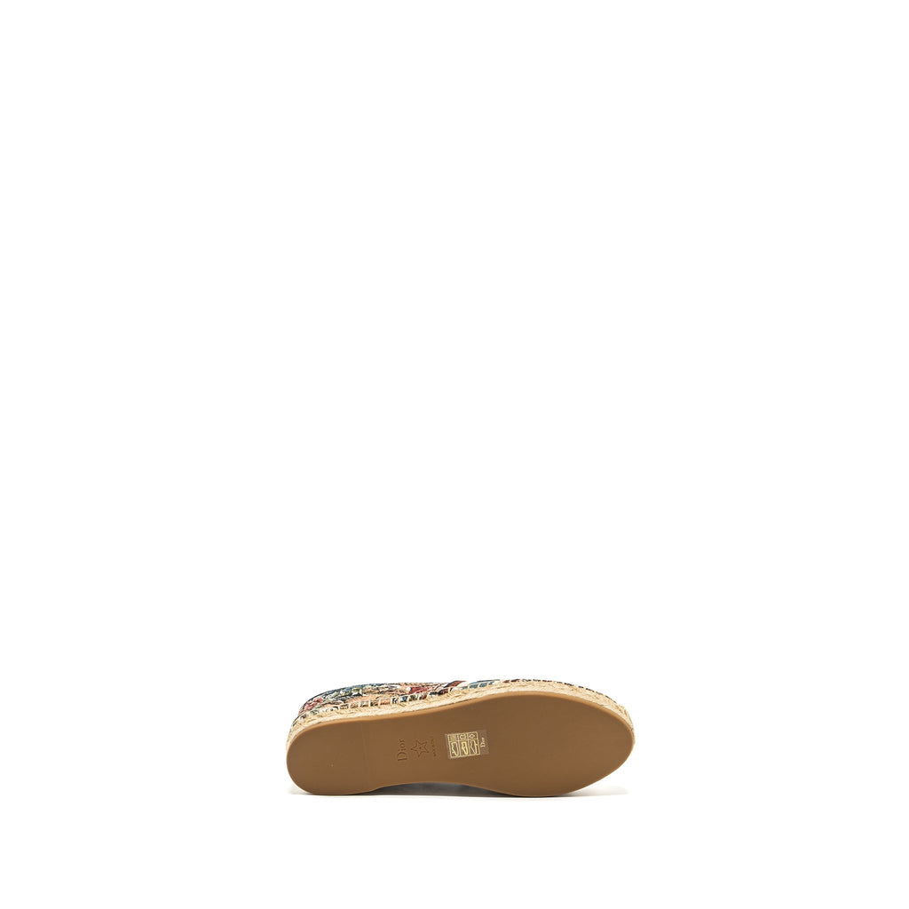 DIOR FLORA AND ANIMAL EMBROIDERED GRANVILLE ESPADRILLE FABRIC MULTICOLOUR