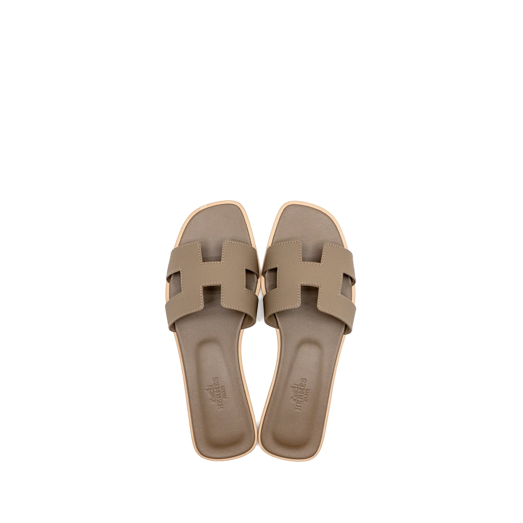 HERMES ORAN SANDALS EPSOM ETOUPE