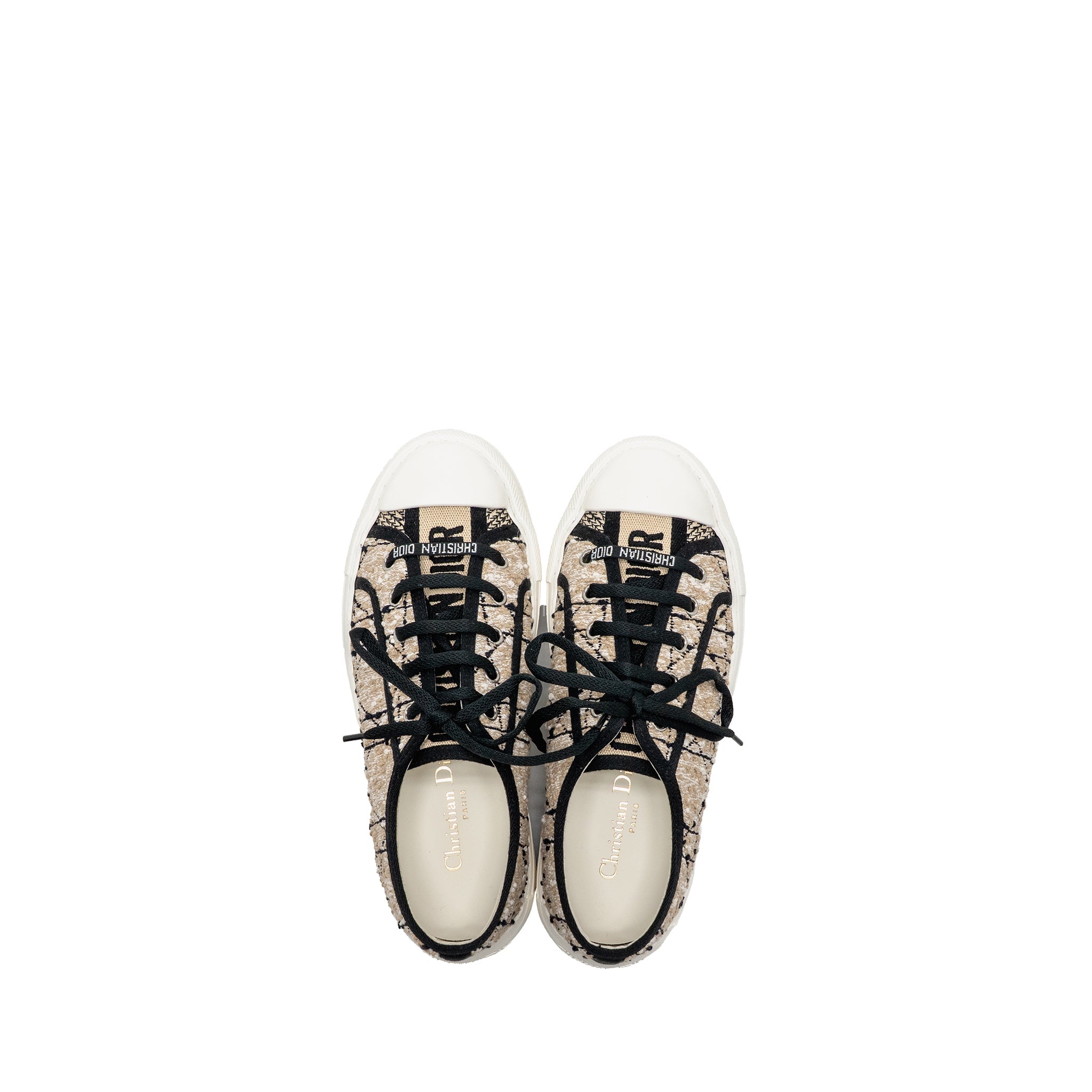 DIOR WALK’N’DIOR PLATFORM SNEAKER TWEED/LEATHER BEIGE/BLACK