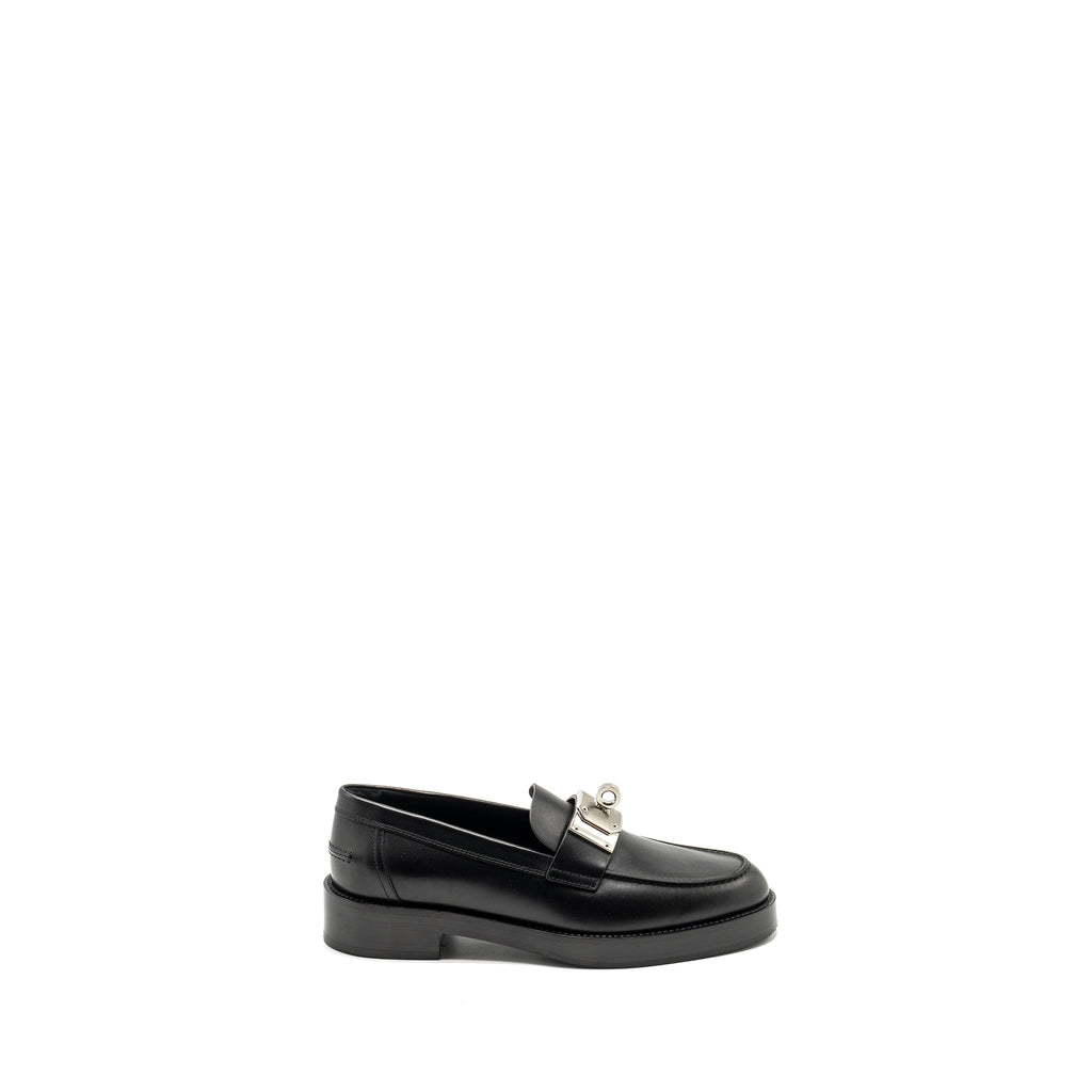 HERMES MOCASSINS HOT LOAFER CALFSKIN BLACK SHW