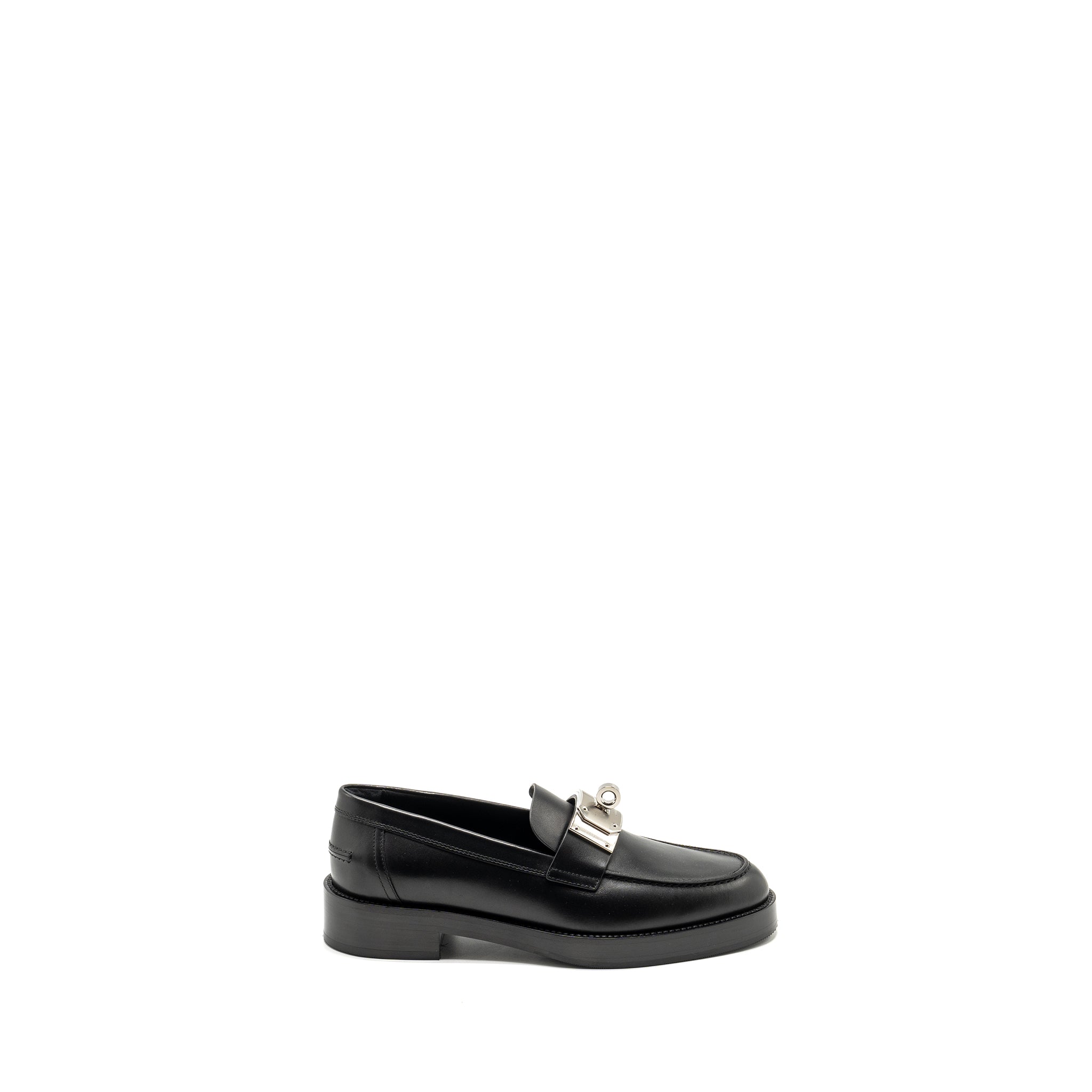 HERMES MOCASSINS HOT LOAFER CALFSKIN BLACK SHW
