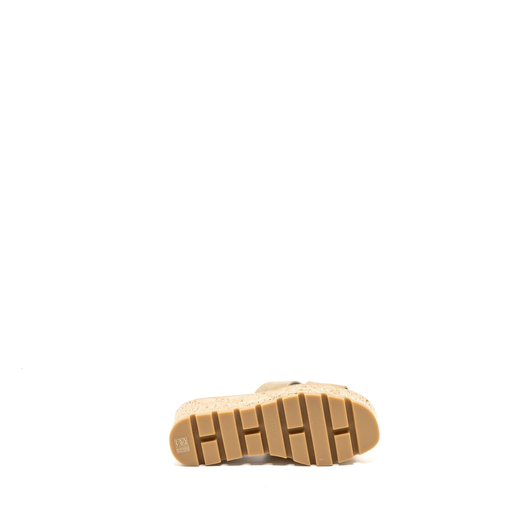 HERMES EZE SANDALS SUEDE/GOATSKIN BEIGE