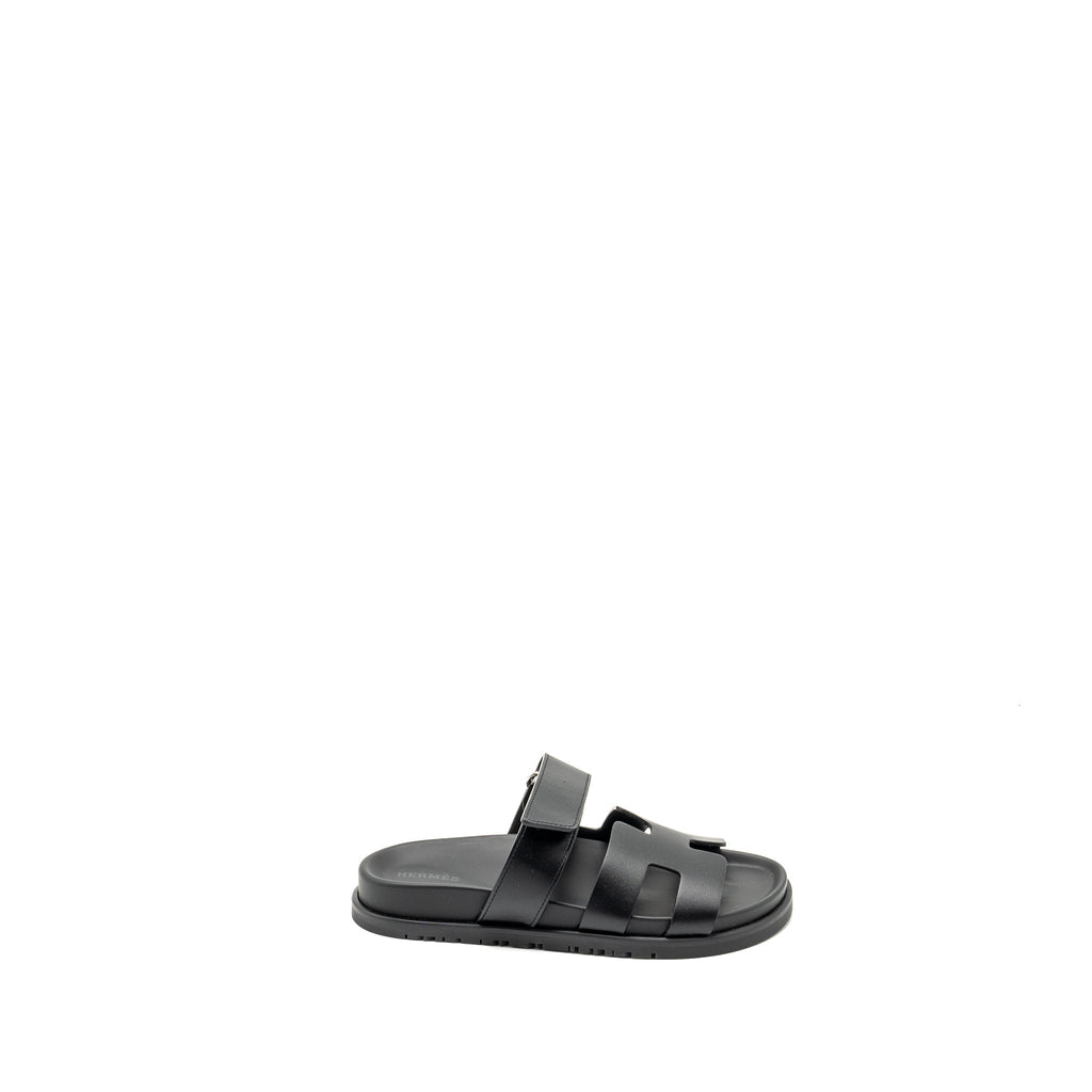 HERMES CHYPRE SANDALS LEATHER BLACK