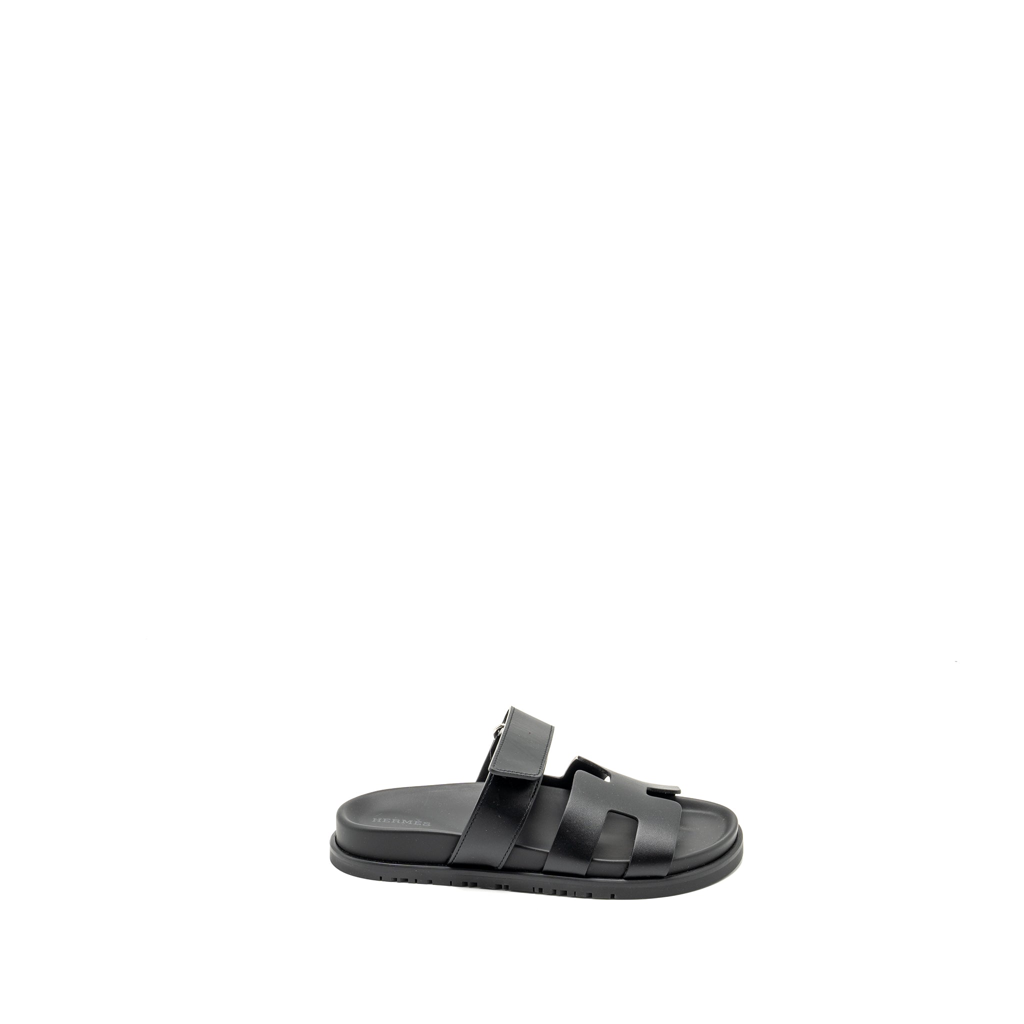 HERMES CHYPRE SANDALS LEATHER BLACK