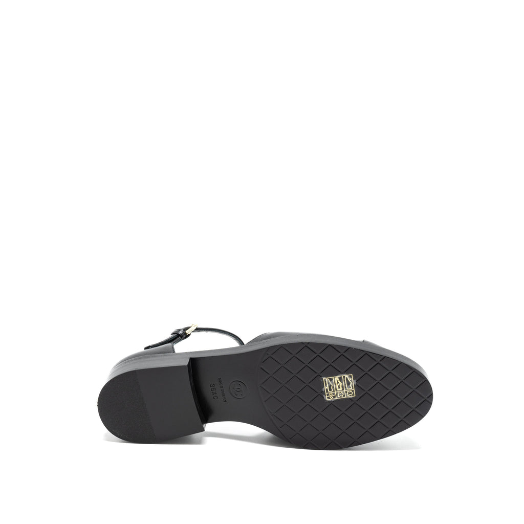 CHANEL MARY JANES SHOES SHINY GOATSKIN BLACK LGHW