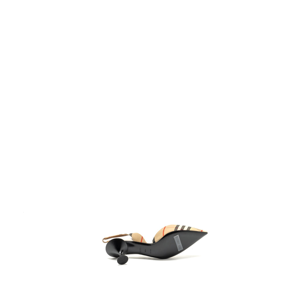 BURBERRY SLINGBACK PUMPS BROWN / MULTICOLOUR