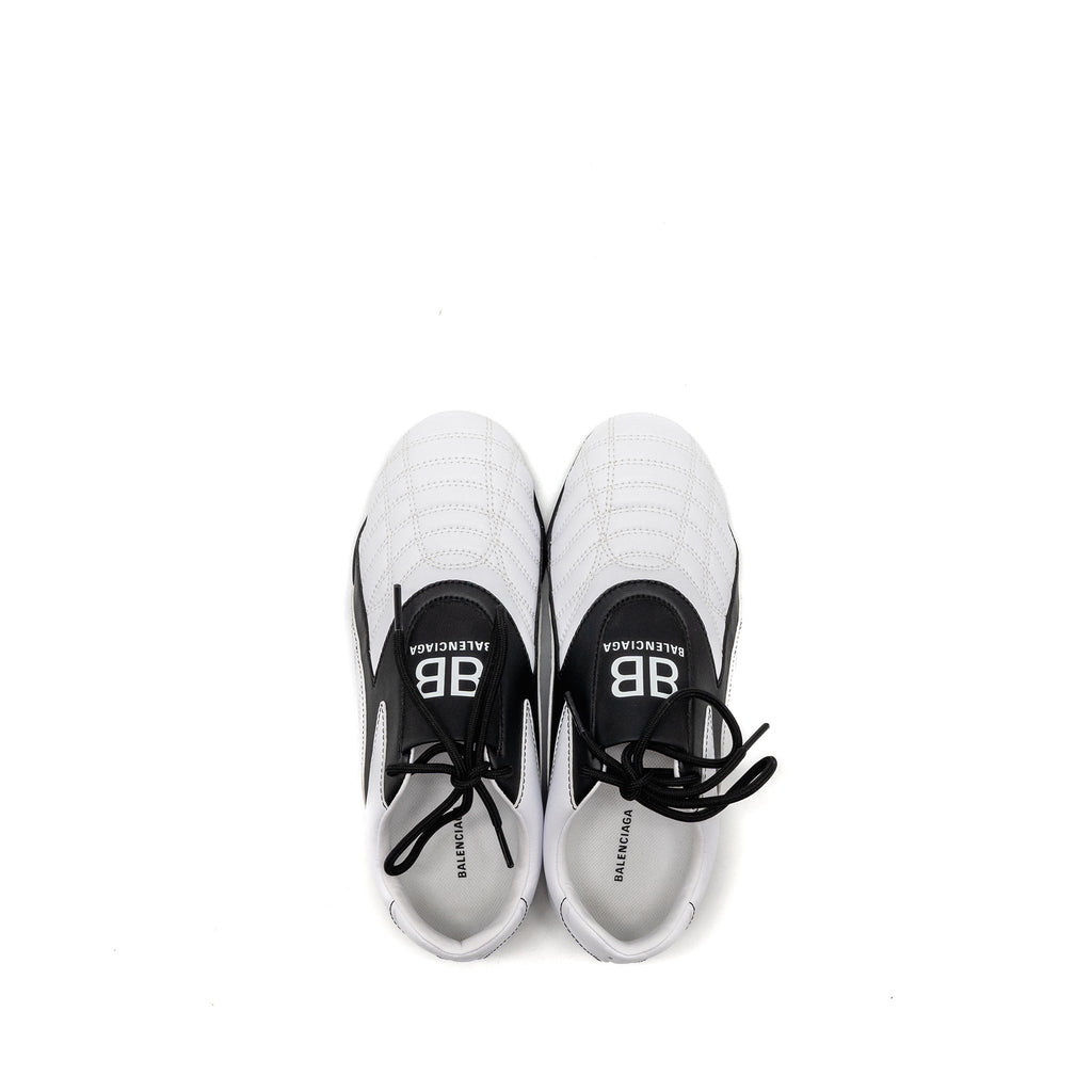 BALENCIAGA ZEN LOGO-PRINT LOW-TOP SNEAKERS FAUX LEATHER WHITE/BLACK