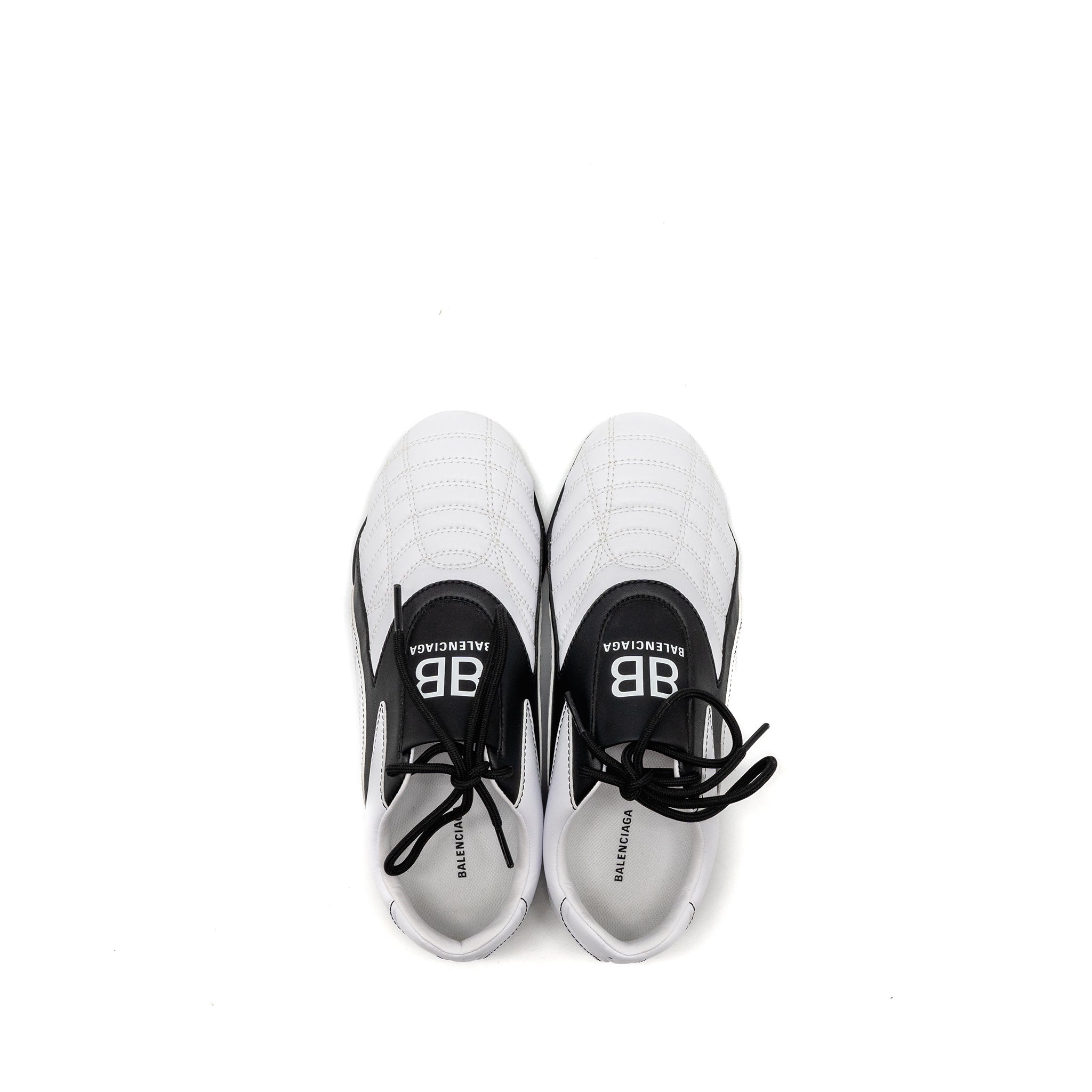 BALENCIAGA ZEN LOGO-PRINT LOW-TOP SNEAKERS FAUX LEATHER WHITE/BLACK
