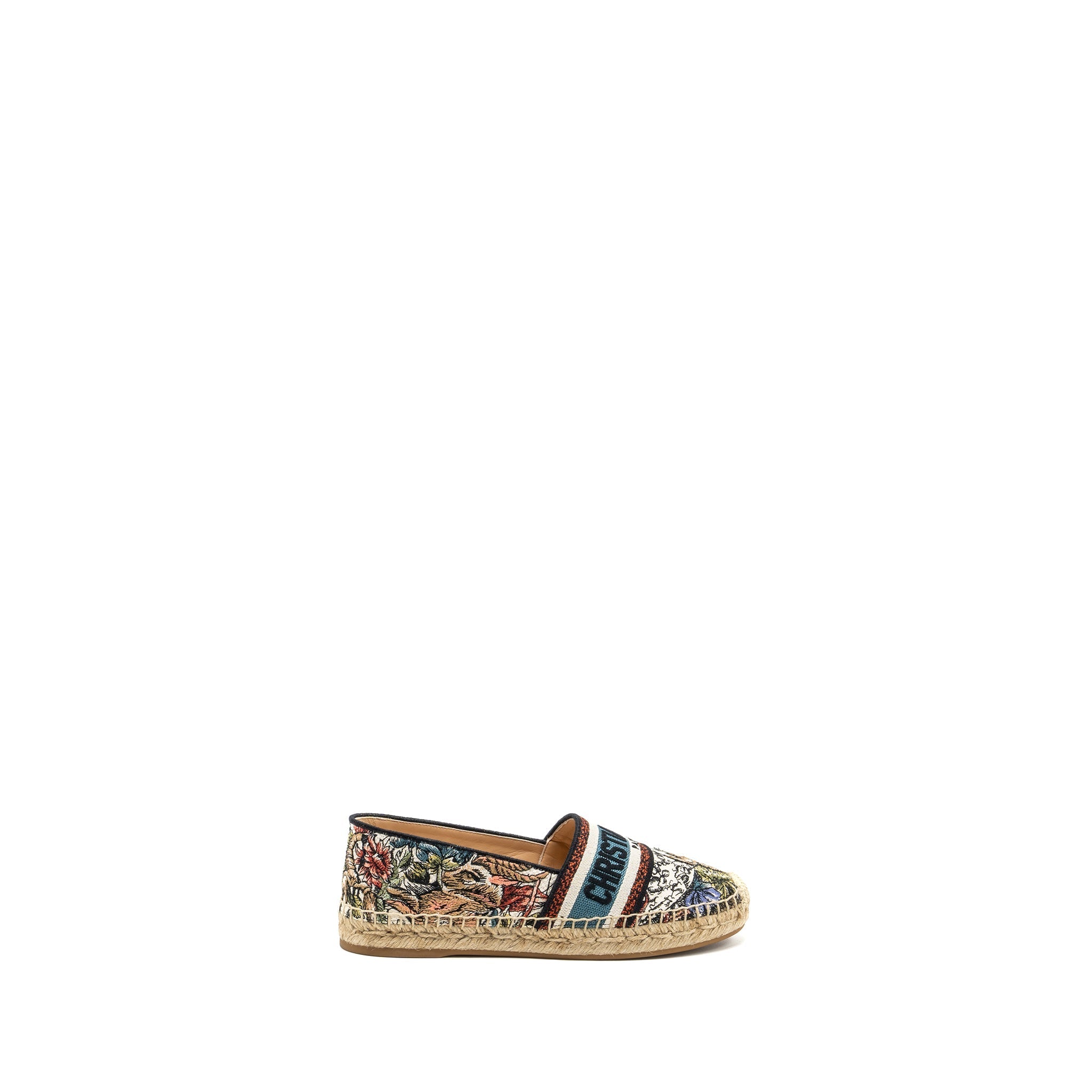 DIOR FLORA AND ANIMAL EMBROIDERED GRANVILLE ESPADRILLE FABRIC MULTICOLOUR