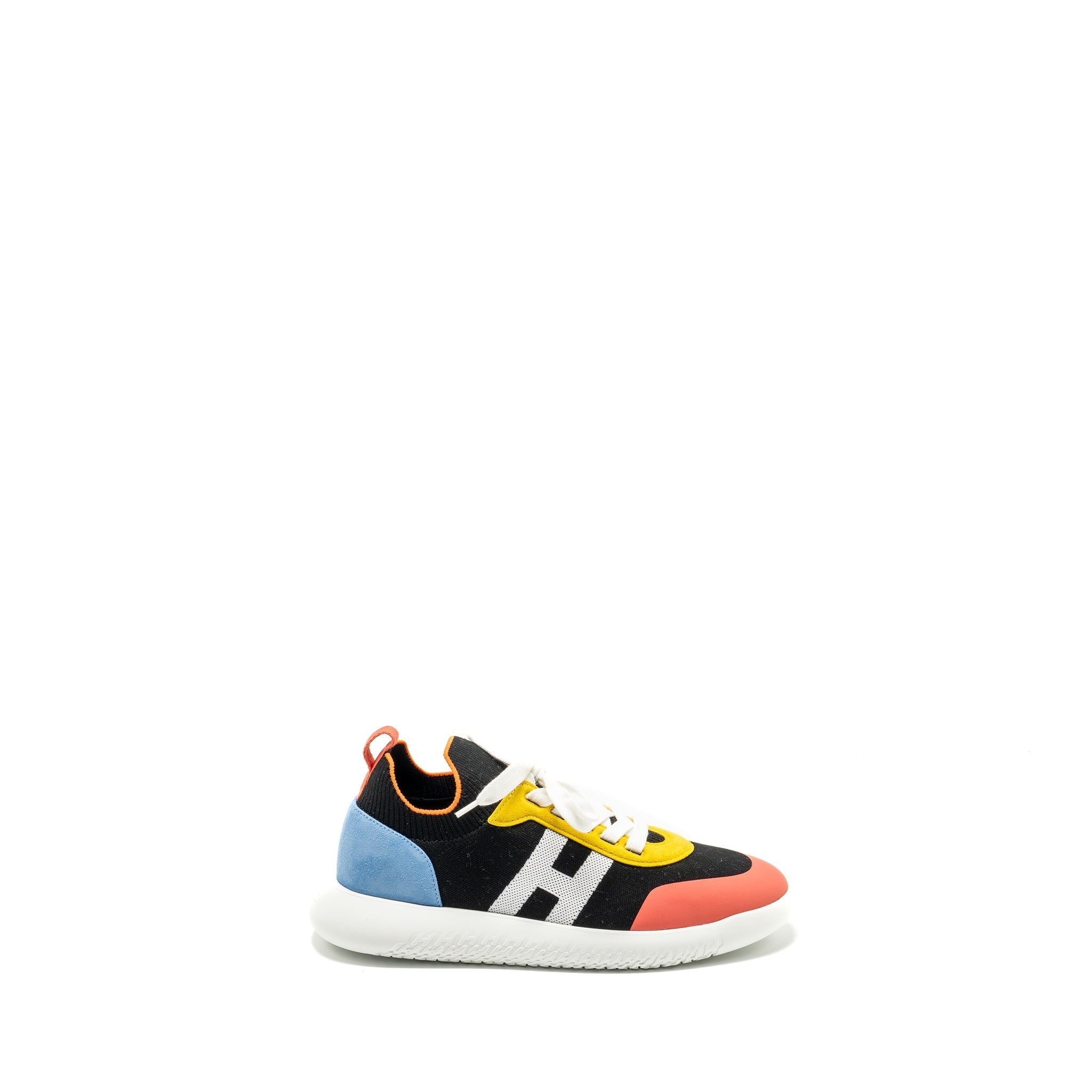 HERMES MEN CREW SNEAKER SUEDE/CHEVRE GOATSKIN BLACK/BLUE/MULTICOLOUR