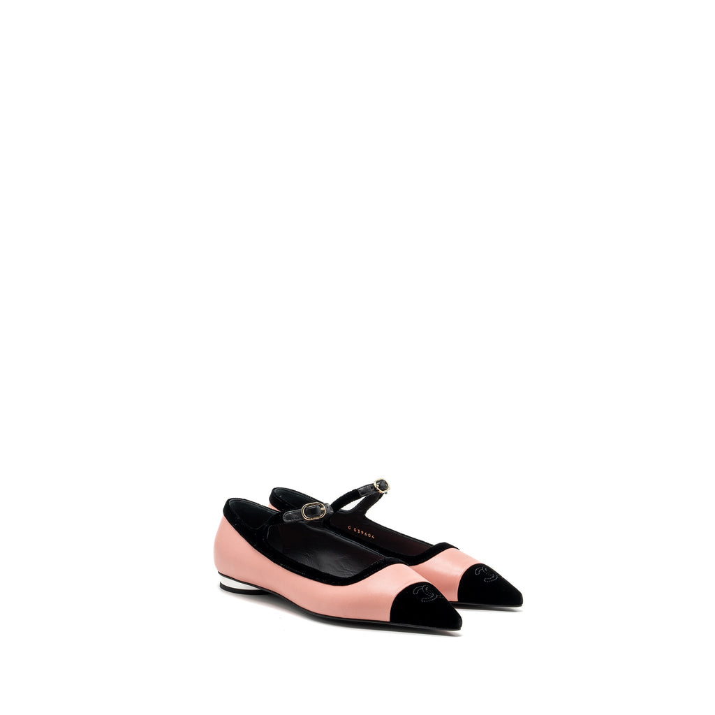 CHANEL 22K MERY JANES SHOES LAMBSKIN / VELVET PINK / BLACK LGHW